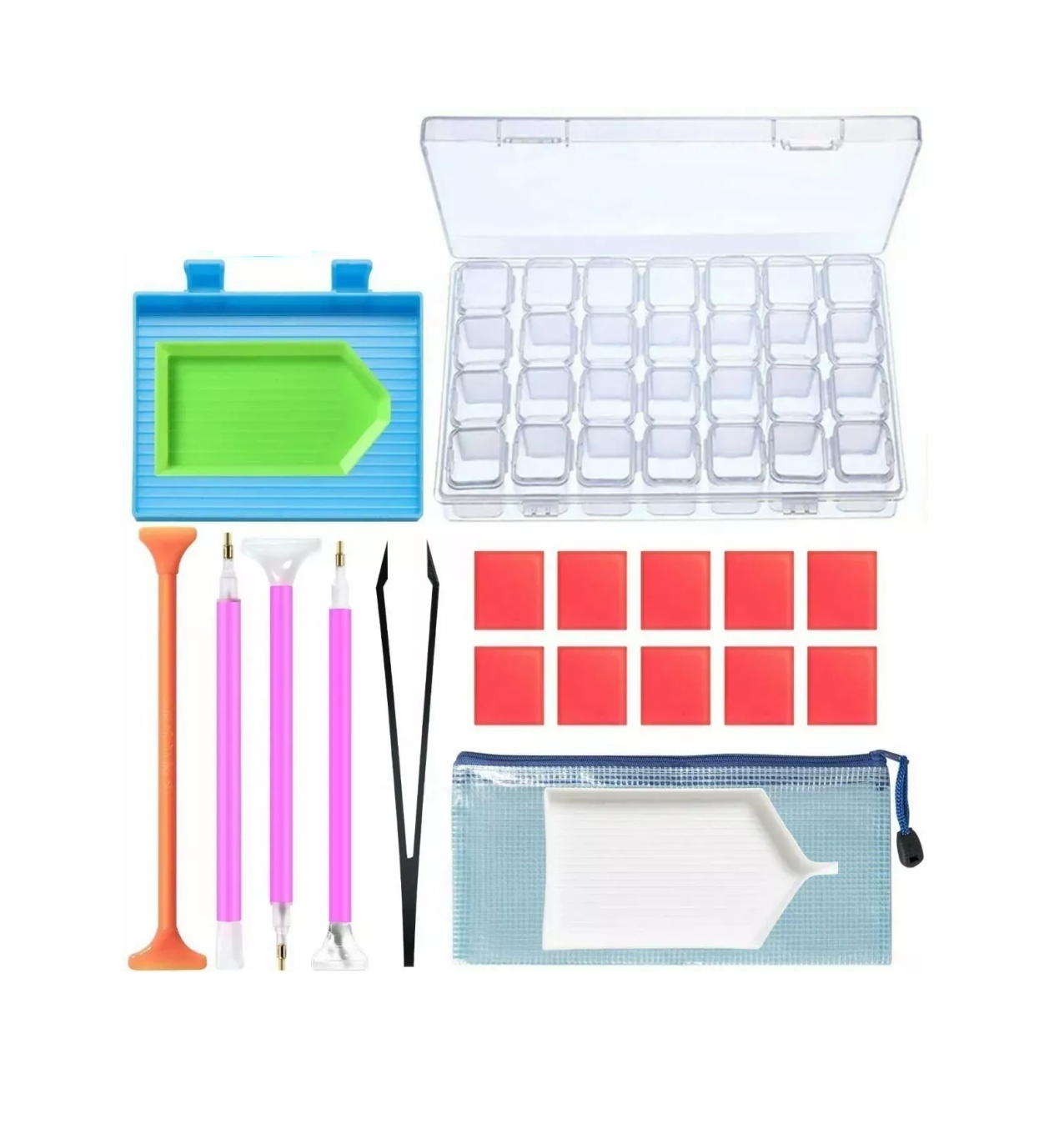 Kit de Herramientas para Pintar con Diamantes con Joyero de 28 Compartimentos 20 Piezas