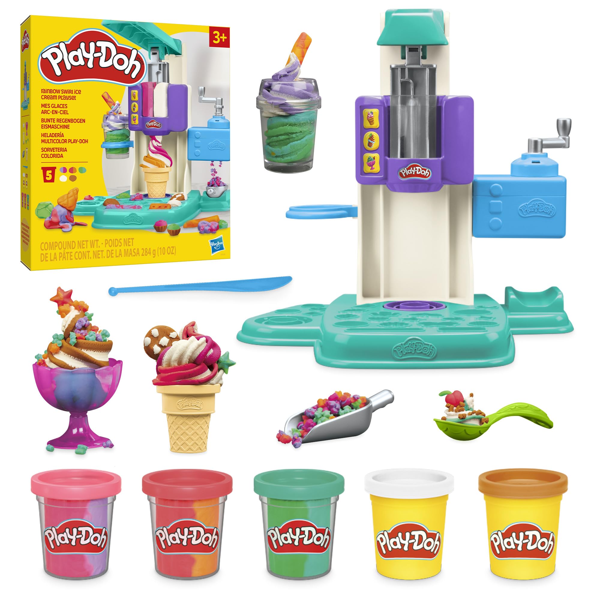 Foto 6 pulgar | Helado Playset Play-doh Rainbow Swirl Con 7 Accesorios - Venta Internacional.