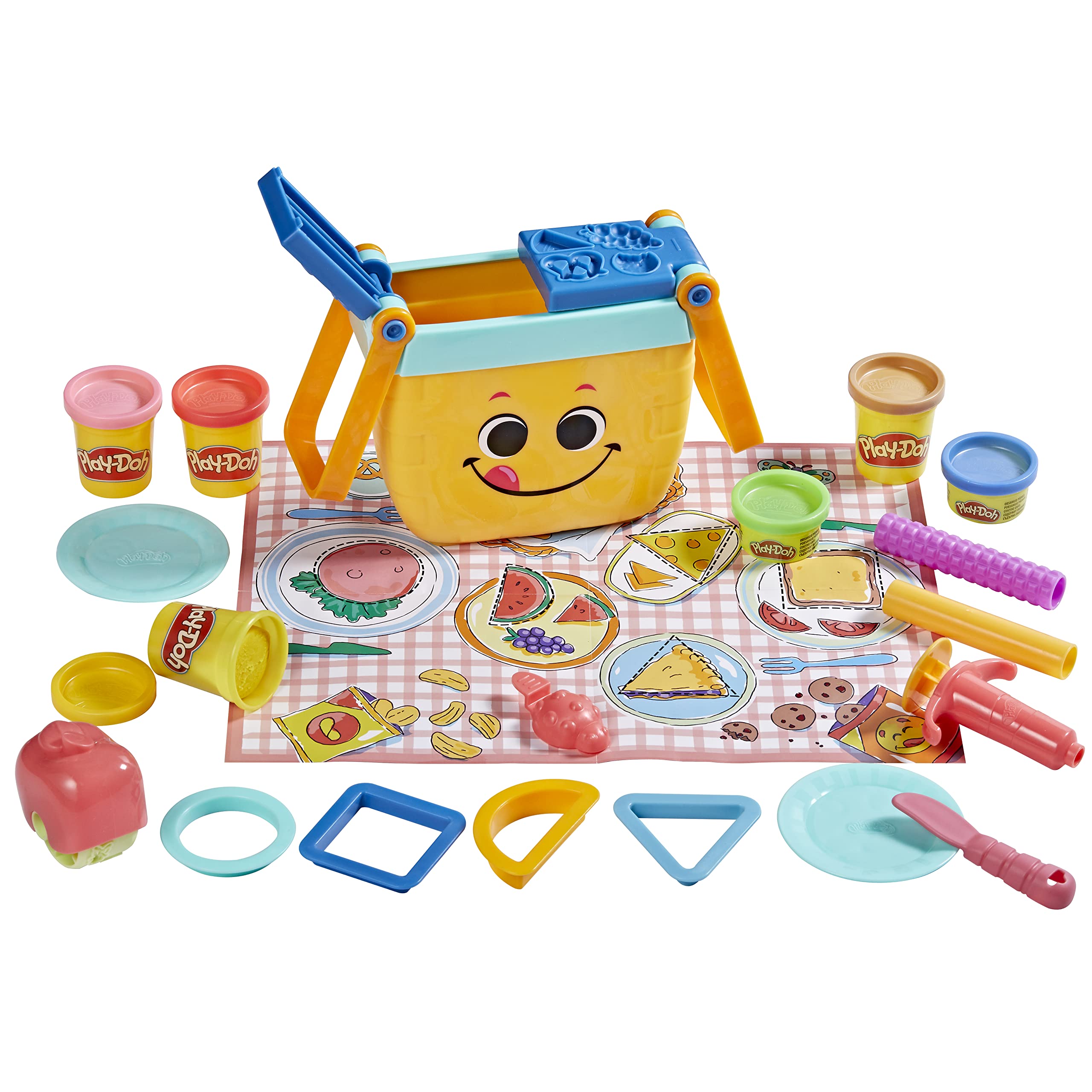 Set De Inicio Play-doh Picnic Shapes Con 12 Herramientas, 6 Colores, 3 Años O Más - Venta Internacional.