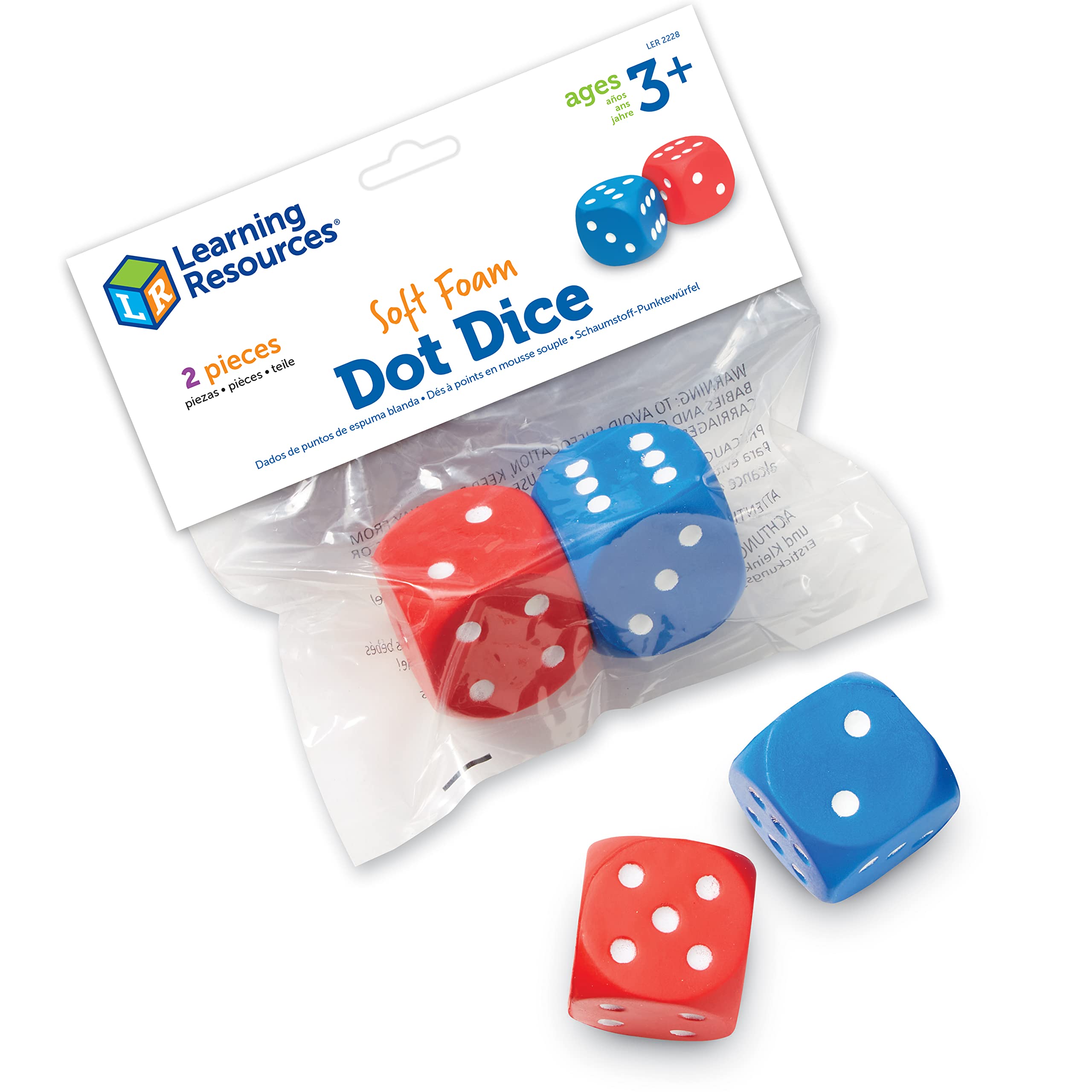 Foto 2 pulgar | Foam Dice Learning Resources Con Puntos Rojos Y Azules, 6 Caras, Juego De 2 - Venta Internacional.