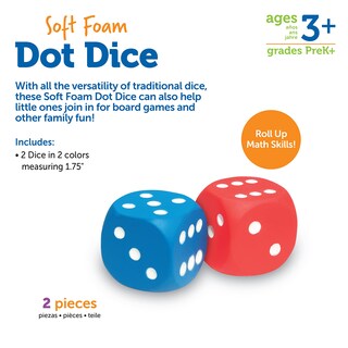 Foto 5 | Foam Dice Learning Resources Con Puntos Rojos Y Azules, 6 Caras, Juego De 2 - Venta Internacional.
