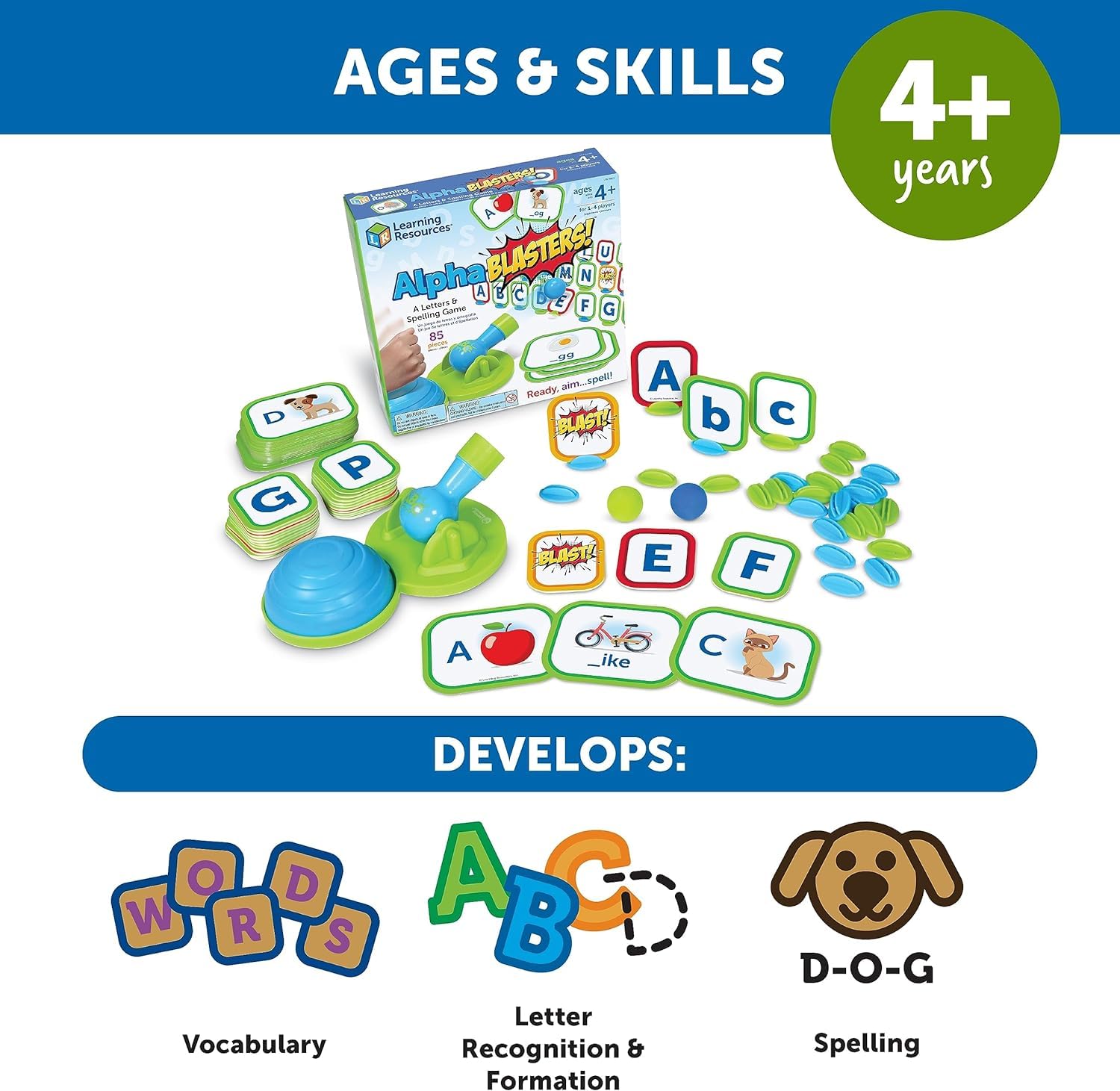 Foto 7 pulgar | Recursos De Aprendizaje De Juegos De Letras Y Ortografía Alphablasters - Venta Internacional.