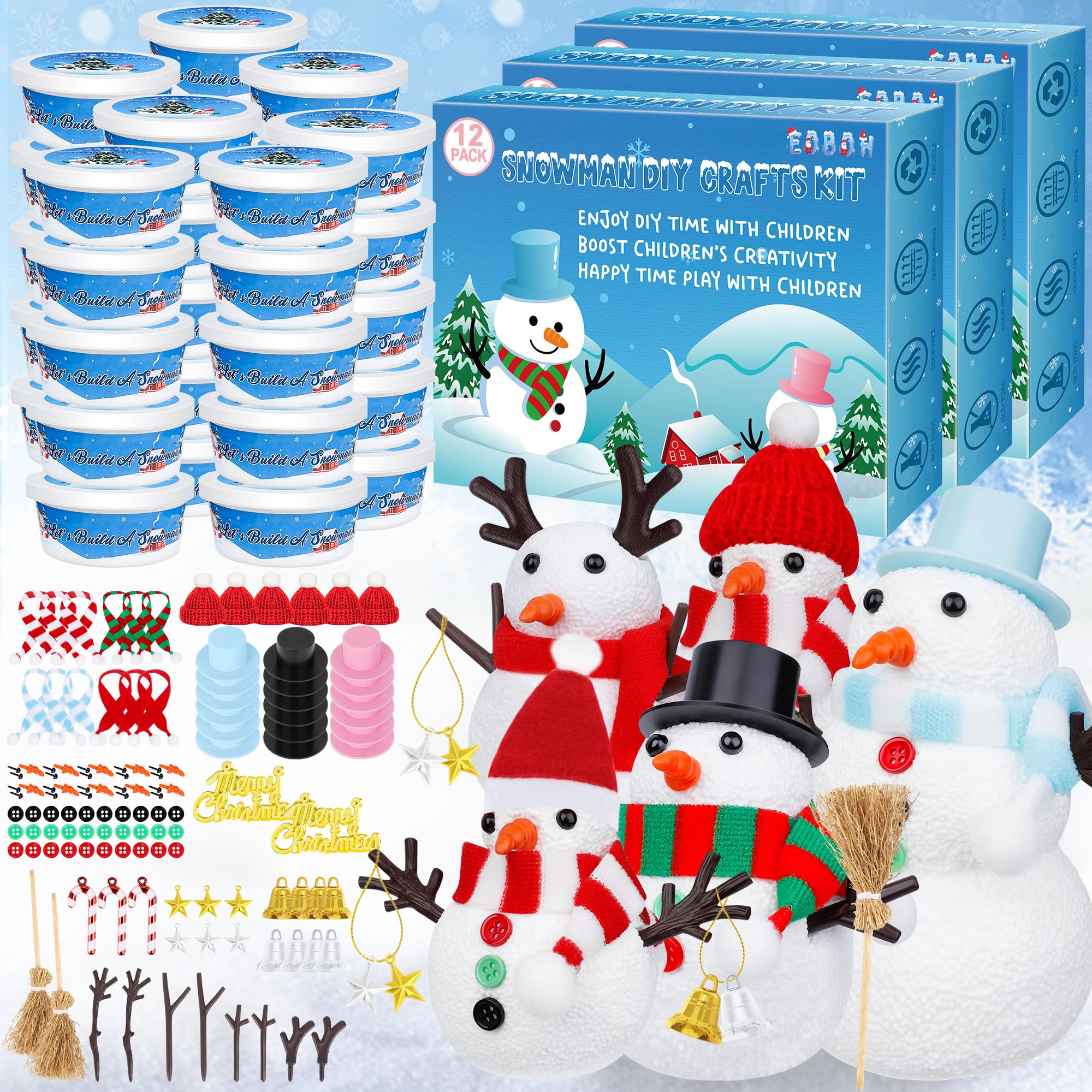 Foto 1 | Kit de Manualidades para Hacer Muñecos de Nieve Eoboh 36 con Arcilla Secada al Aire - Venta Internacional