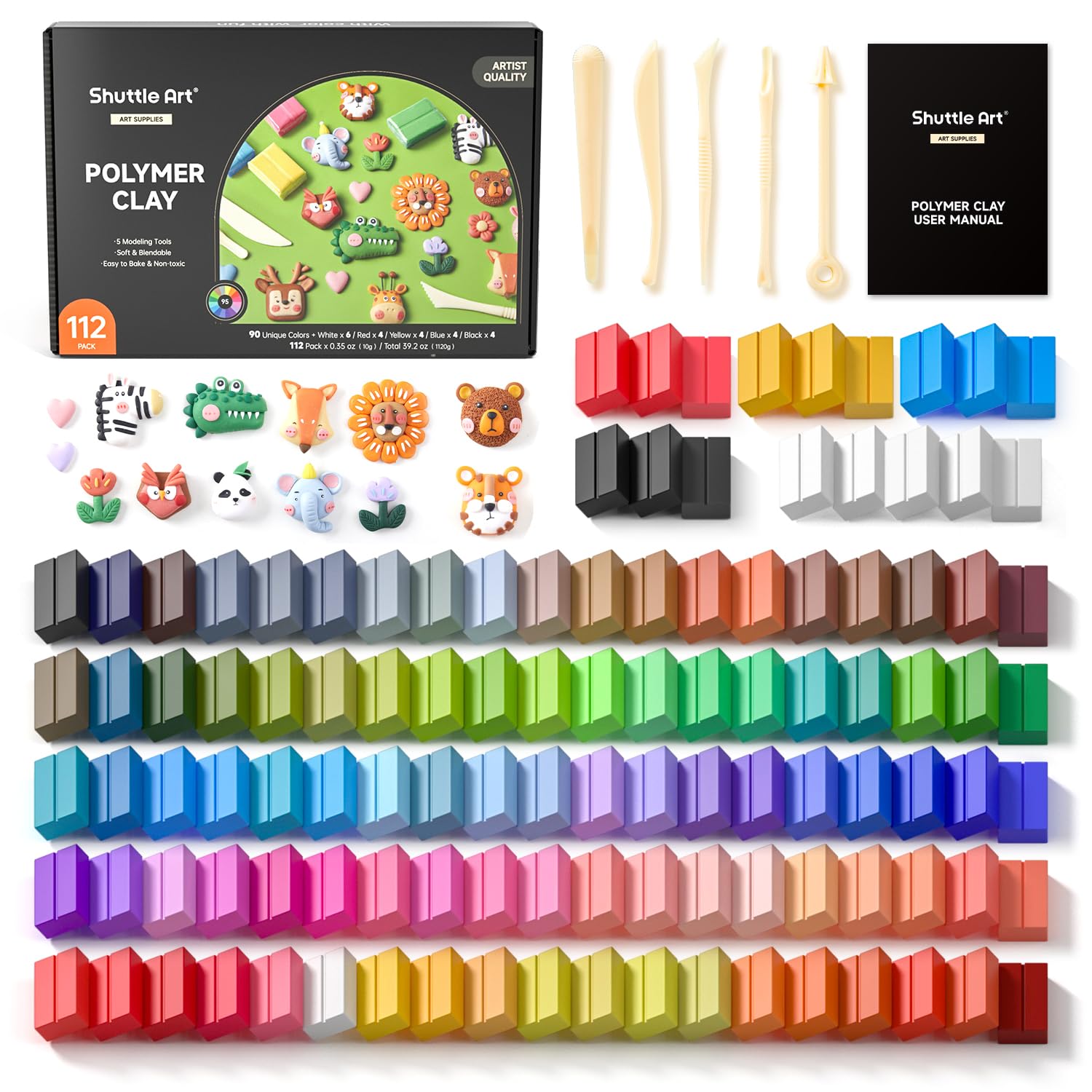 Kit De Arcilla Polimérica Shuttle Art, 117 Unidades Con 95 Colores Únicos - Venta Internacional.