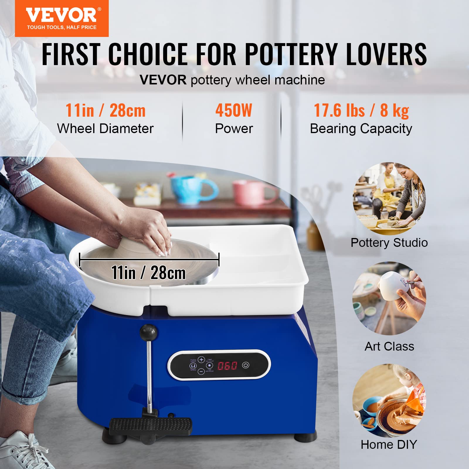 Foto 3 pulgar | Llanta De Cerámica Vevor De 11 Pulgadas Y 450 W Para Adultos Y Principiantes Con Accesorio - Venta Internacional.