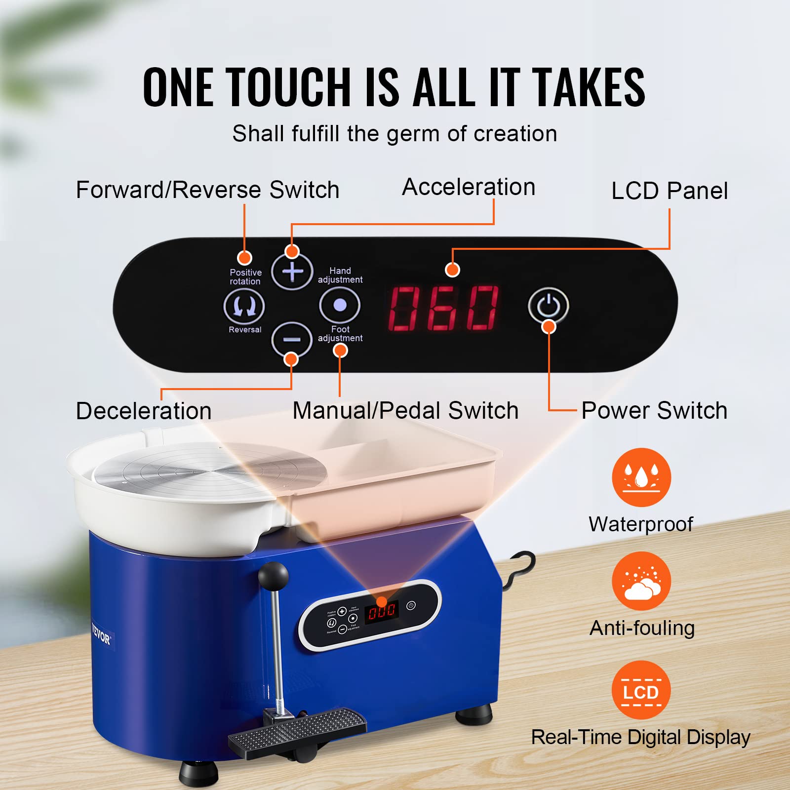 Foto 5 pulgar | Llanta De Cerámica Vevor De 11 Pulgadas Y 450 W Para Adultos Y Principiantes Con Accesorio - Venta Internacional.