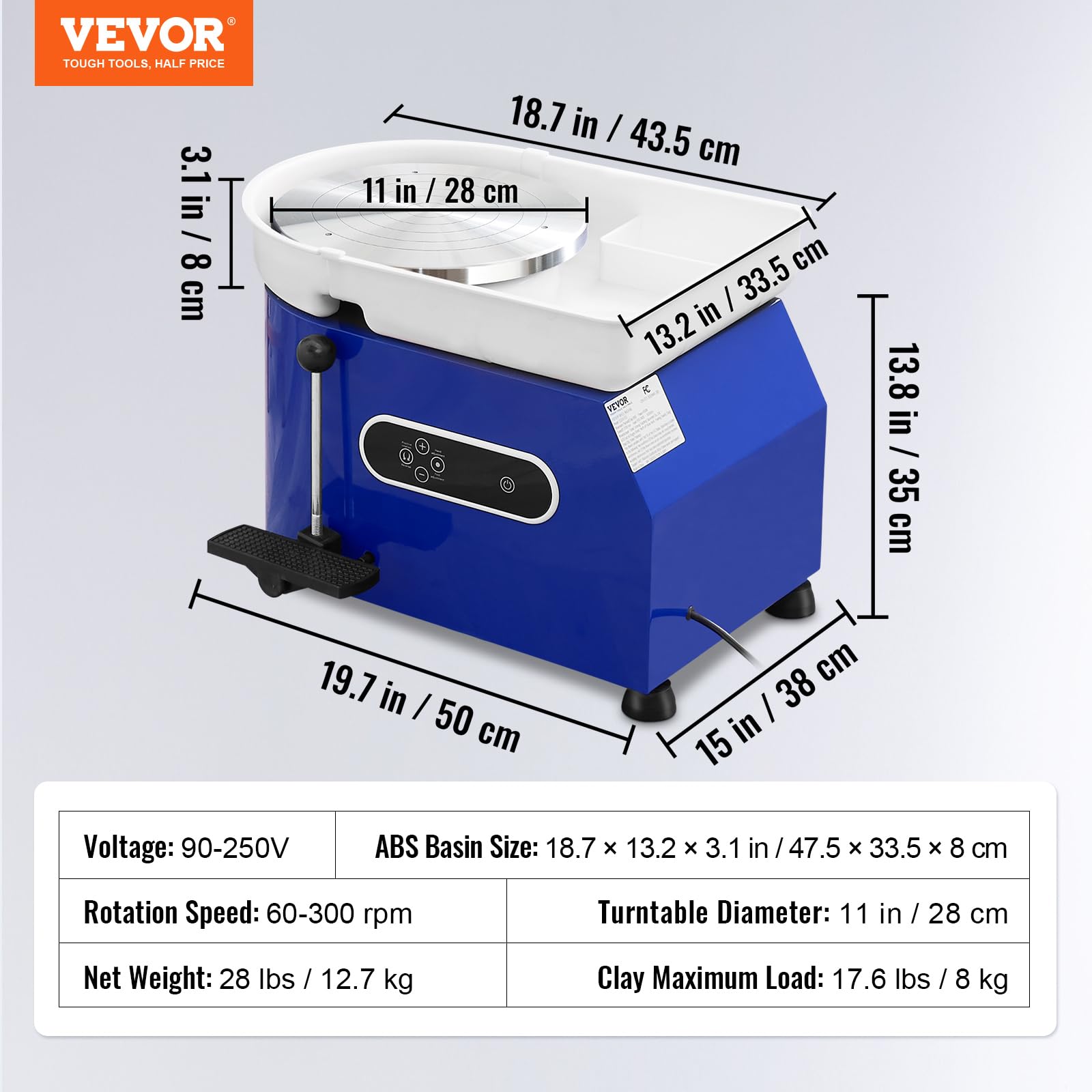 Foto 7 | Llanta De Cerámica Vevor De 11 Pulgadas Y 450 W Para Adultos Y Principiantes Con Accesorio - Venta Internacional.