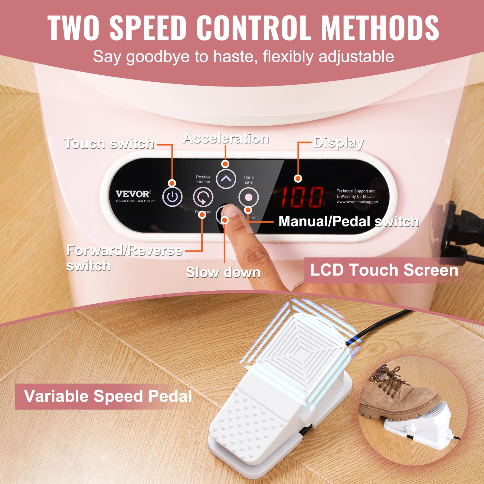 Foto 5 pulgar | Llanta De Cerámica Vevor De 25 Cm Para Adultos Con Pantalla Lcd Táctil, Color Rosa - Venta Internacional.