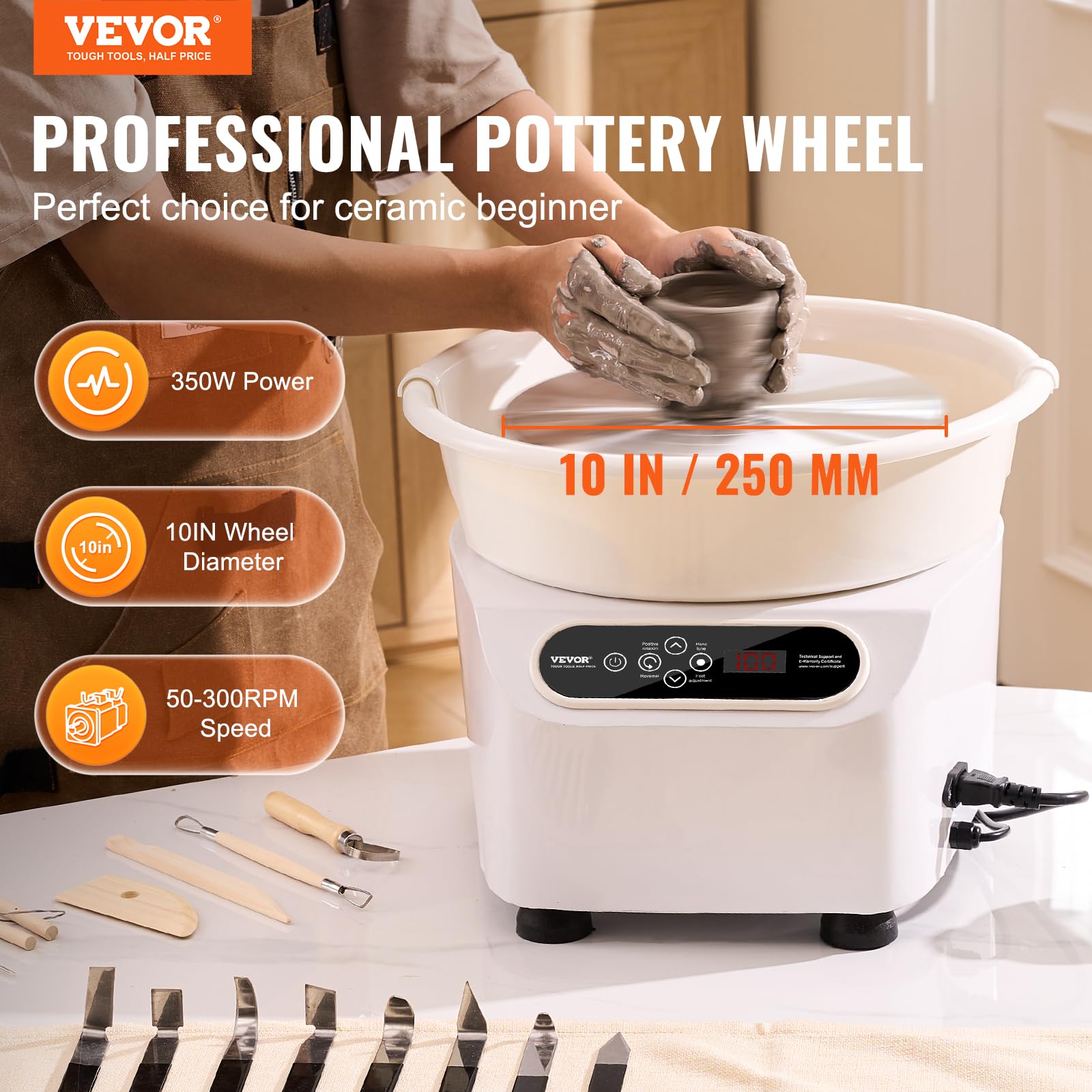 Foto 3 pulgar | Volante Para Cerámica Vevor, 25 Cm, Para Adultos Y Principiantes, 350 W, Color Blanco - Venta Internacional.
