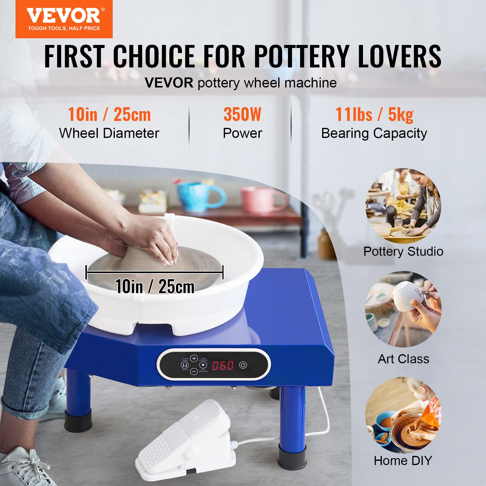 Foto 3 pulgar | Volante De Cerámica Vevor Para Adultos Y Principiantes, 25 Cm, 350 W, 8 Herramientas - Venta Internacional.