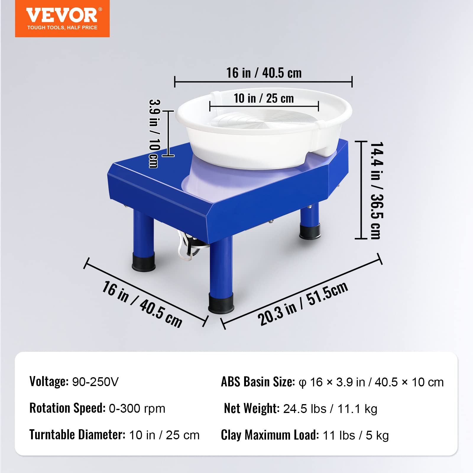 Foto 7 | Volante De Cerámica Vevor Para Adultos Y Principiantes, 25 Cm, 350 W, 8 Herramientas - Venta Internacional.