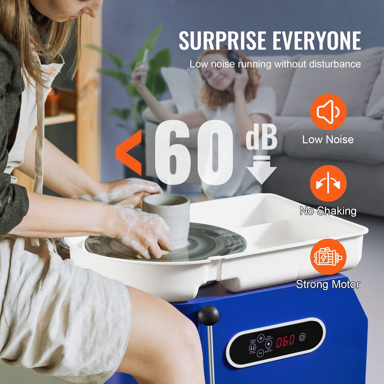 Foto 7 pulgar | Volante De Cerámica Vevor 450 W Para Adultos Con Plato Giratorio De 28 Cm Y 8 Kg - Venta Internacional.