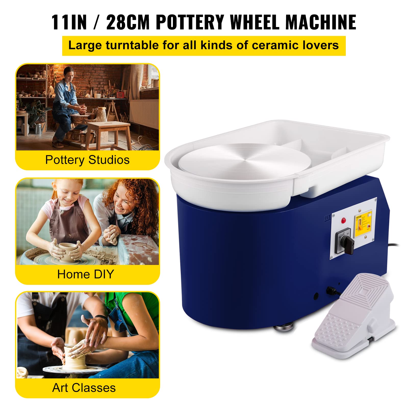 Foto 3 pulgar | Llanta De Cerámica Vevor Eléctrica De 28 Cm Y 350 W Con Pedal Y Lavabo - Venta Internacional.