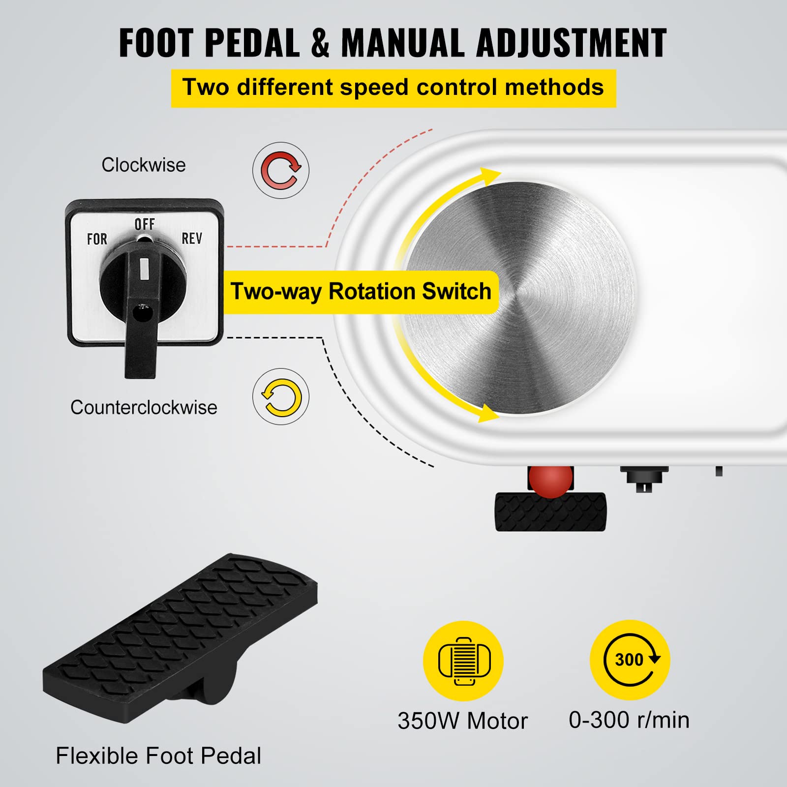 Foto 5 pulgar | Llanta De Cerámica Vevor Eléctrica De 28 Cm Y 350 W Con Pedal Y Lavabo - Venta Internacional.