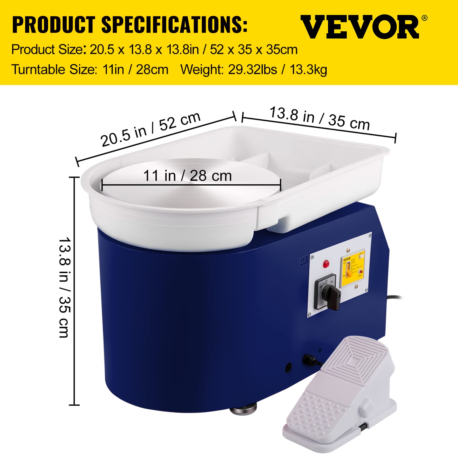 Foto 8 pulgar | Llanta De Cerámica Vevor Eléctrica De 28 Cm Y 350 W Con Pedal Y Lavabo - Venta Internacional.