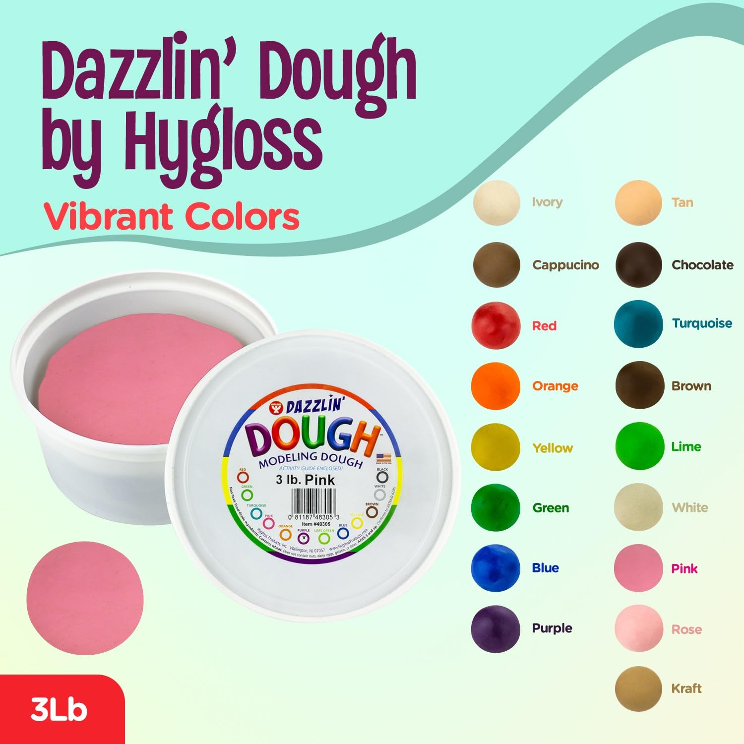 Foto 2 | Masa Para Modelar Hygloss Products Dazzlin' Unscented, 1,36 Kg, Color Rosa - Venta Internacional.