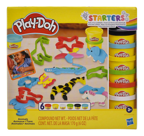 Foto 1 | Play Doh Animales 6 Botes Y 10 Moldes 170g Hasbro