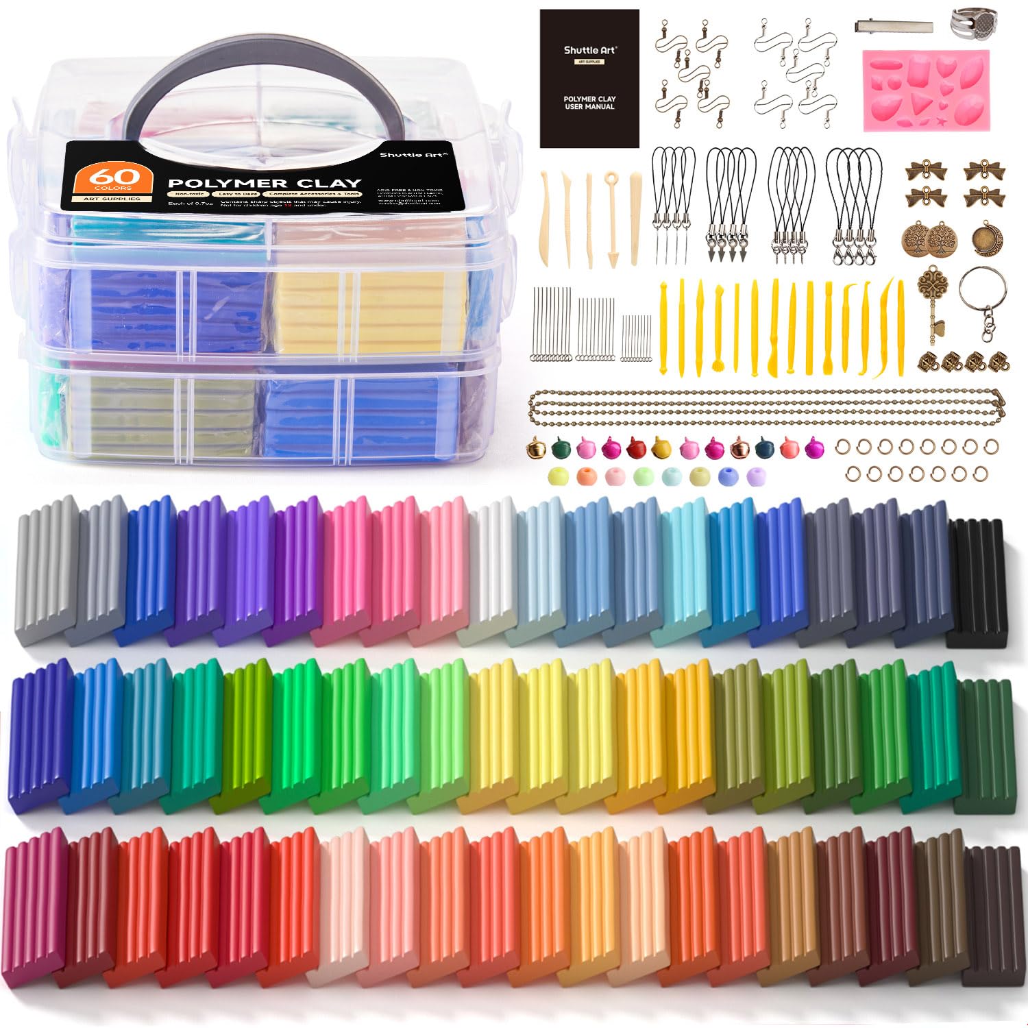Foto 1 | Kit De Arcilla Polimérica Shuttle Art  60 Colores  Con 19 Herramientas Y Accesorios - Venta Internacional.