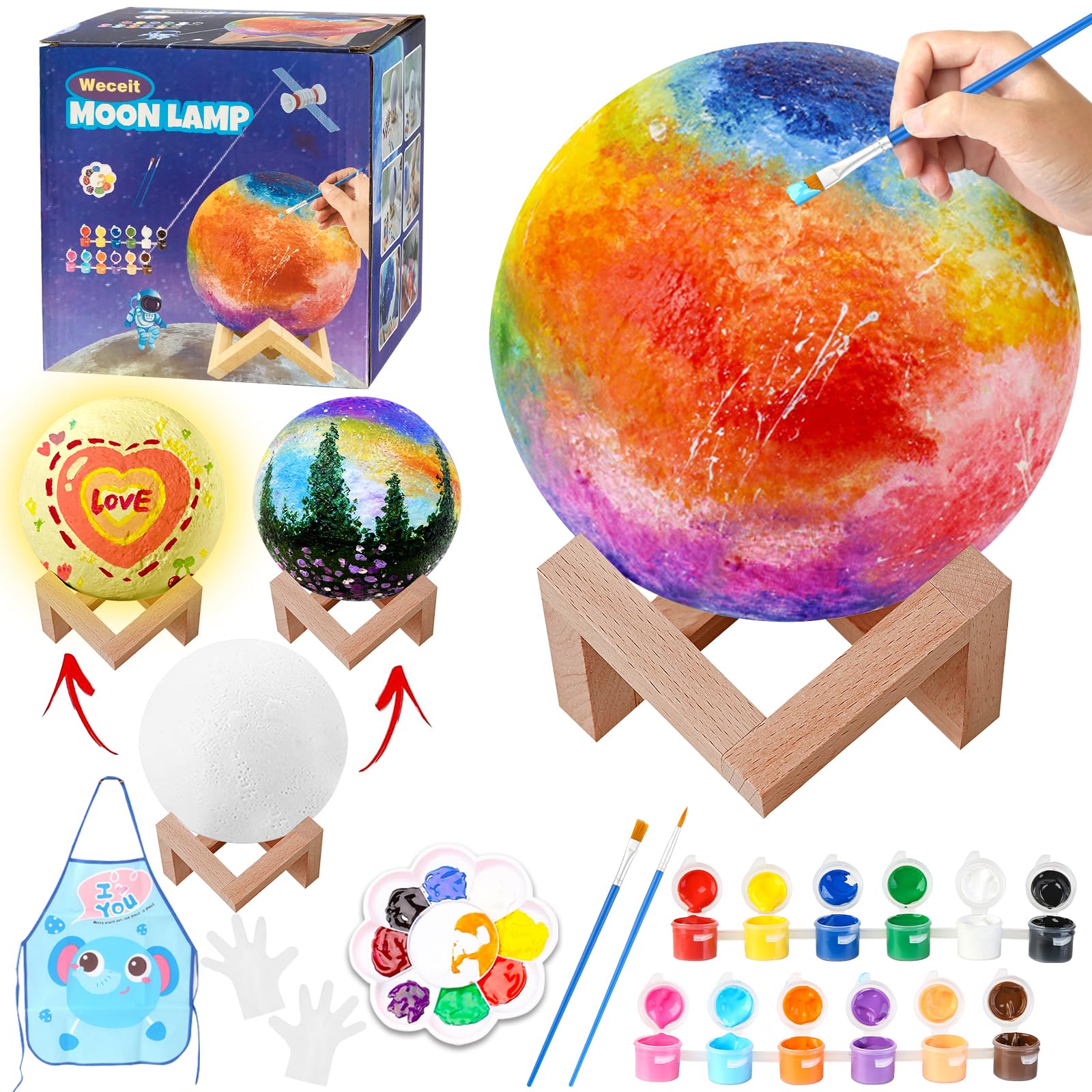 Foto 2 pulgar | Venta Internacional - Kit De Pintura Moon Lamp Weceit Diy 3d Moon Light Para Niños De 8 A 12 Años