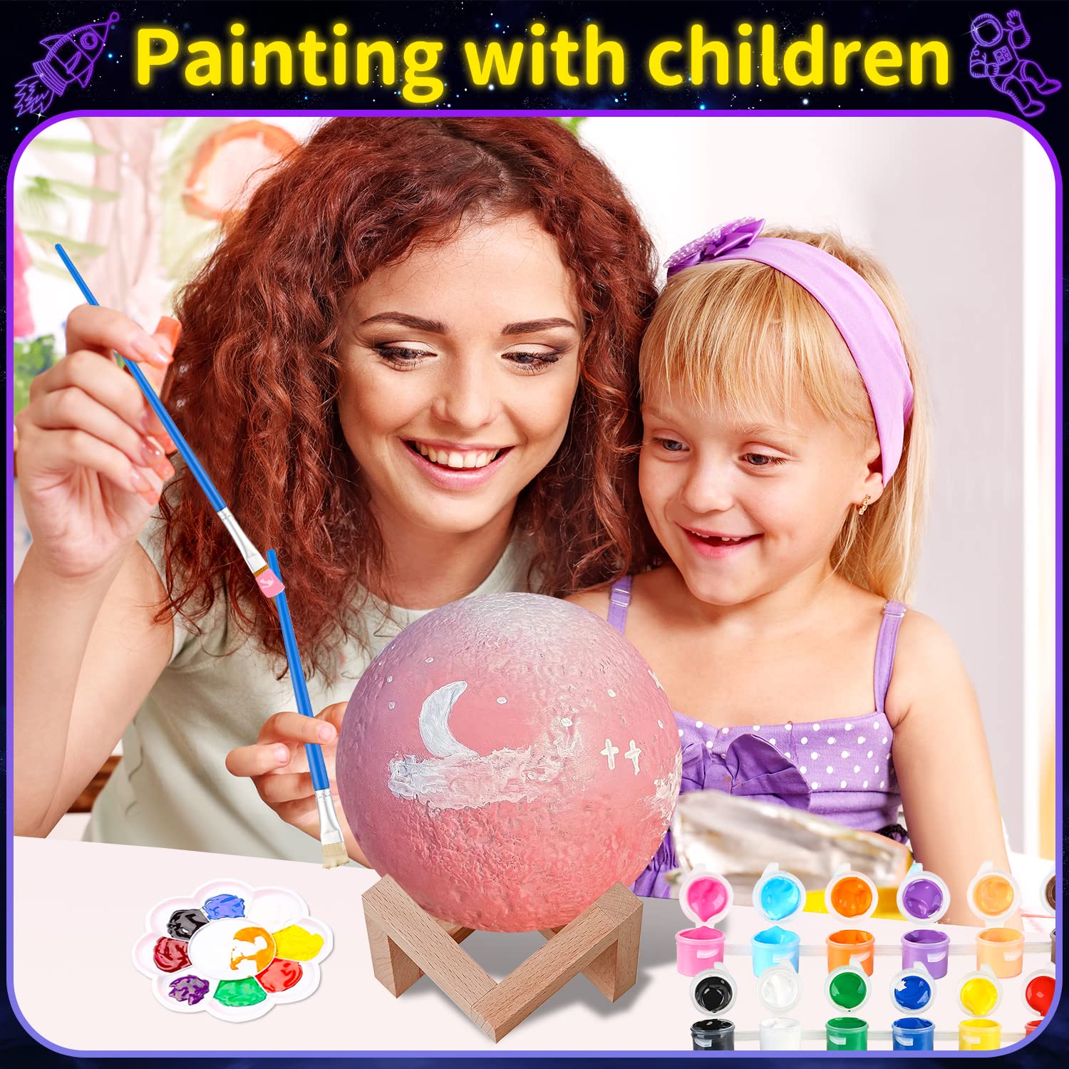 Foto 2 | Venta Internacional - Kit De Pintura Moon Lamp Weceit Diy 3d Moon Light Para Niños De 8 A 12 Años