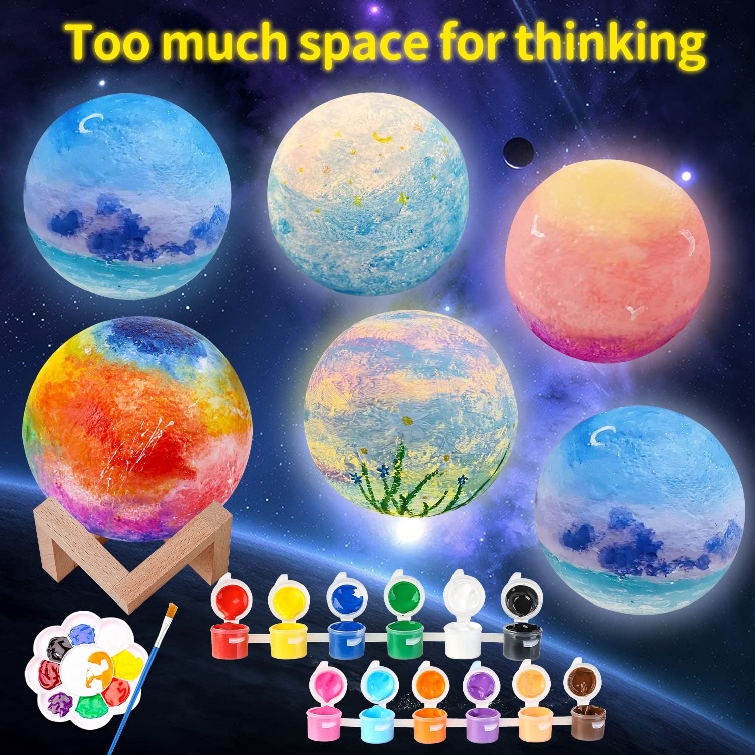 Foto 4 pulgar | Venta Internacional - Kit De Pintura Moon Lamp Weceit Diy 3d Moon Light Para Niños De 8 A 12 Años