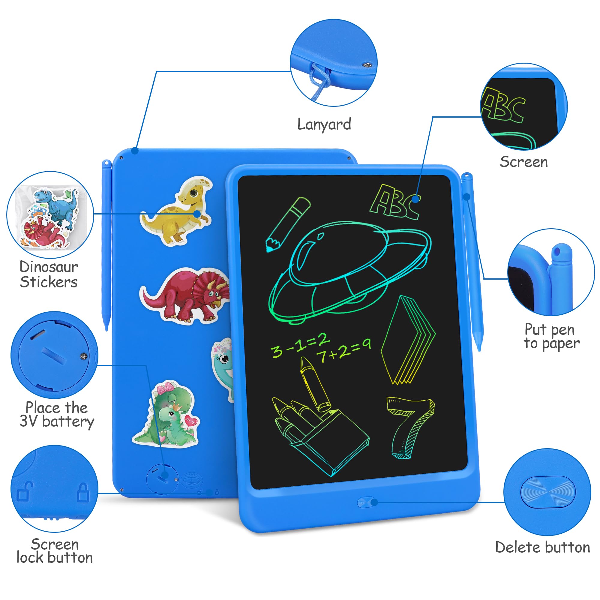 Foto 3 | Venta Internacional - Tableta De Escritura Lcd Toyk, Pizarra Para Garabatos Para Niños Pequeños De 12 Pulgadas, Azul