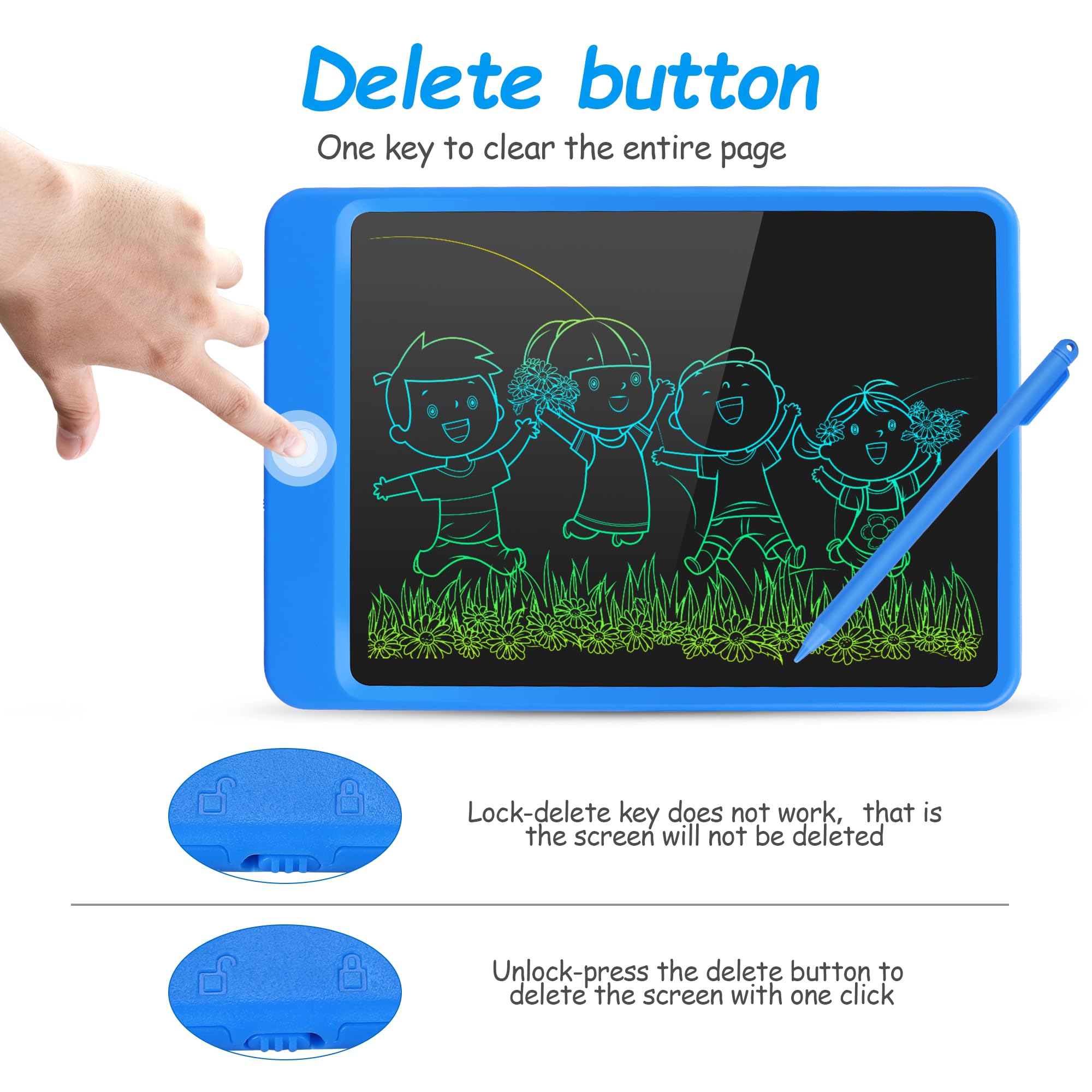 Foto 5 pulgar | Venta Internacional - Tableta De Escritura Lcd Toyk, Pizarra Para Garabatos Para Niños Pequeños De 12 Pulgadas, Azul