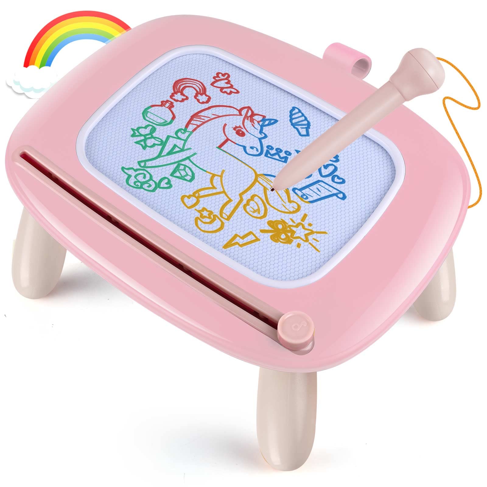 Venta Internacional - Tablero De Dibujo Magnético Smasiagon Para Niños De 1 A 3 Años, Color Rosa