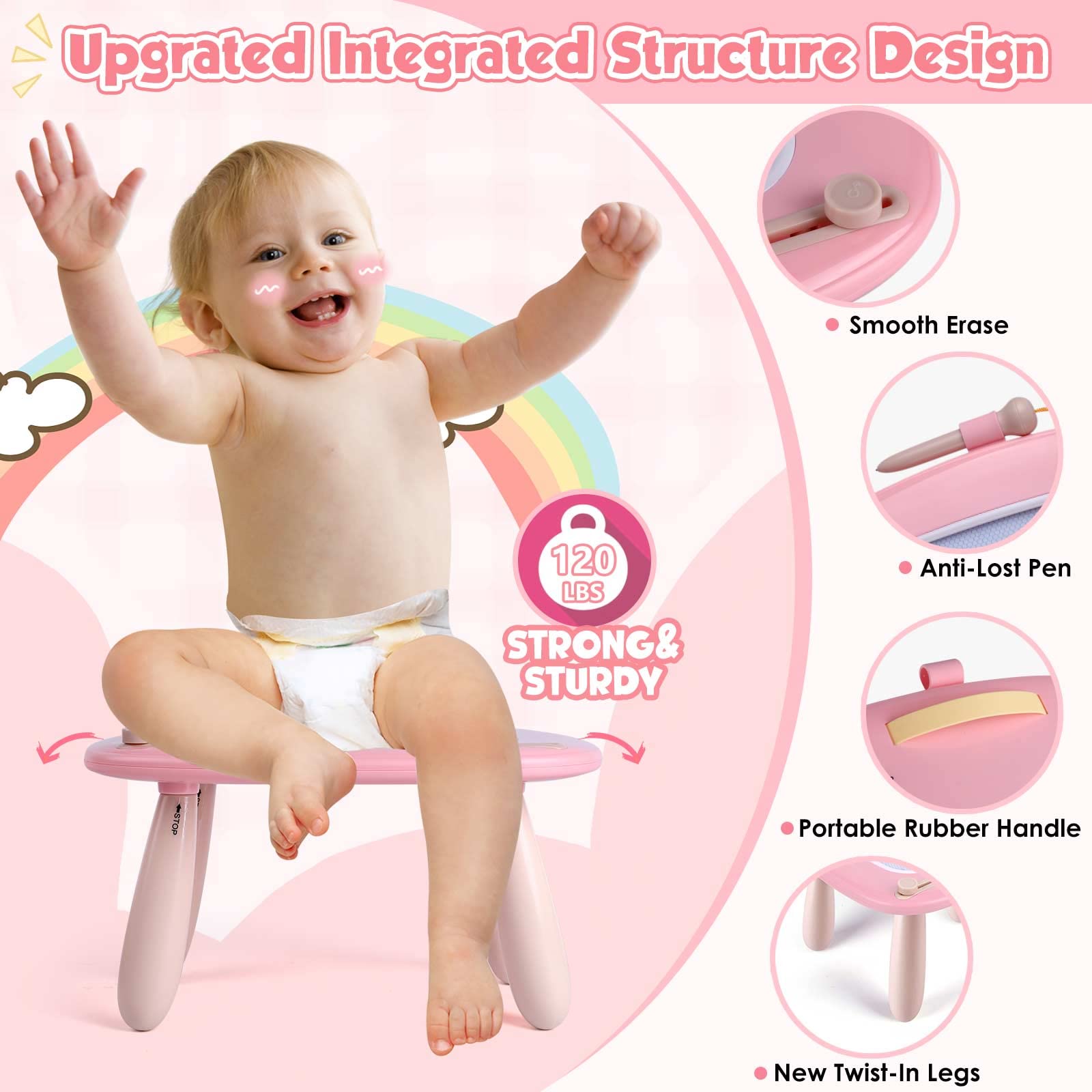 Foto 6 pulgar | Venta Internacional - Tablero De Dibujo Magnético Smasiagon Para Niños De 1 A 3 Años, Color Rosa