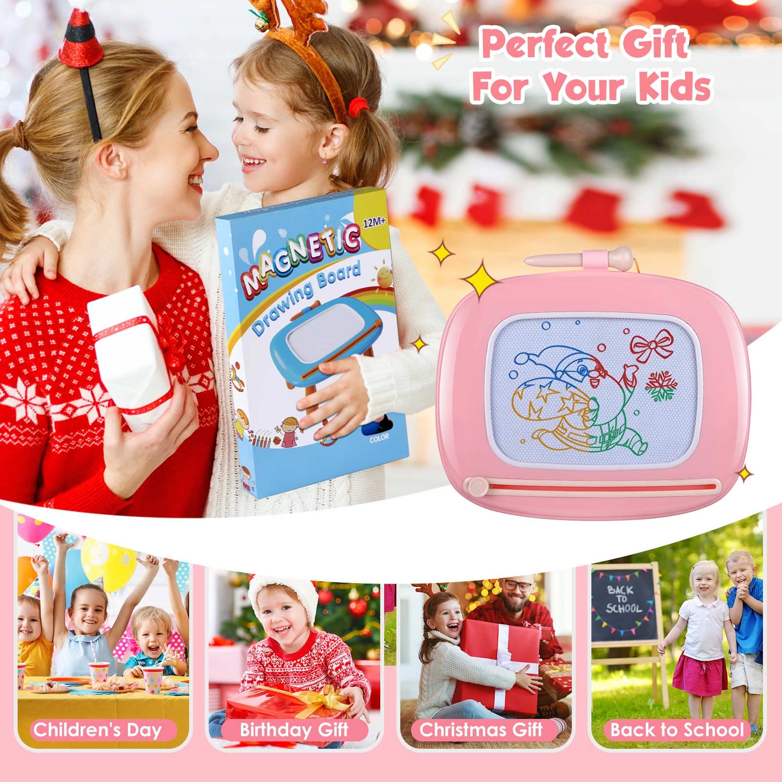 Foto 8 pulgar | Venta Internacional - Tablero De Dibujo Magnético Smasiagon Para Niños De 1 A 3 Años, Color Rosa