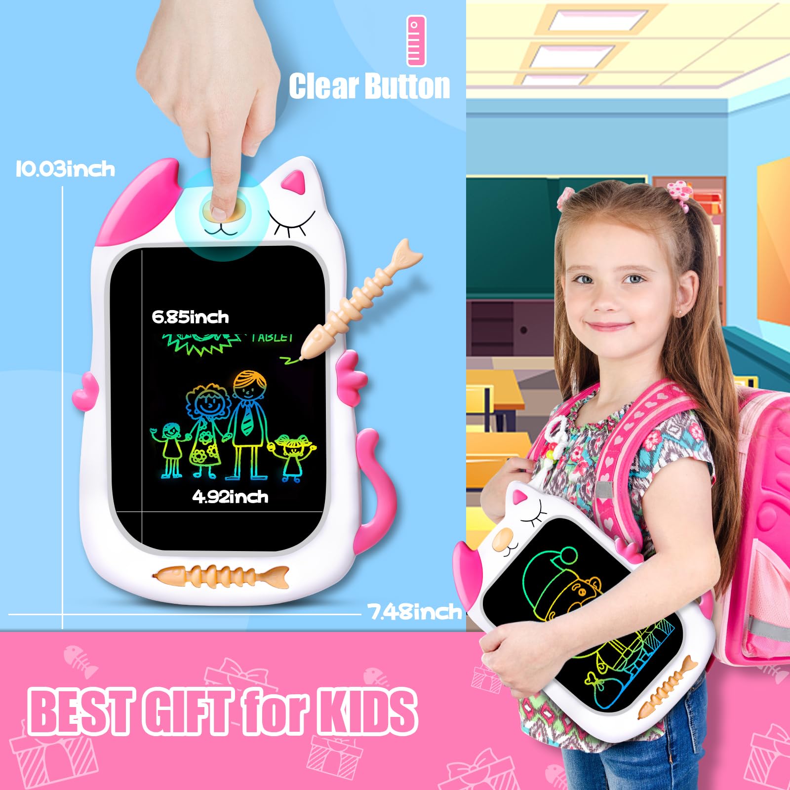 Foto 5 | Venta Internacional - Tableta De Escritura Lcd Drawing Doodle Board Gjzz Para Niños, Color Rosa