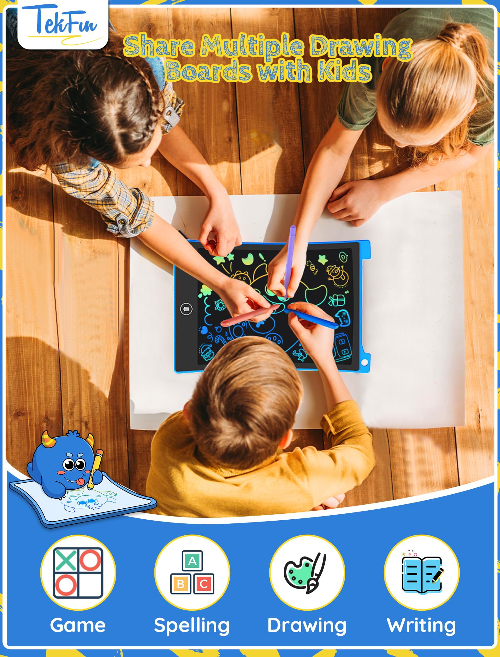 Foto 3 pulgar | Venta Internacional - Tableta De Escritura Lcd Tekfun De 25,4 Cm, Paquete De 2 Con Lápiz Capacitivo Para Niños De 3