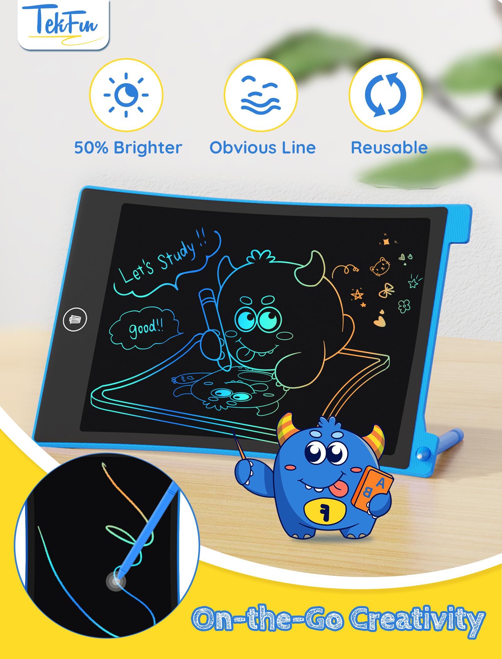 Foto 4 pulgar | Venta Internacional - Tableta De Escritura Lcd Tekfun De 25,4 Cm, Paquete De 2 Con Lápiz Capacitivo Para Niños De 3