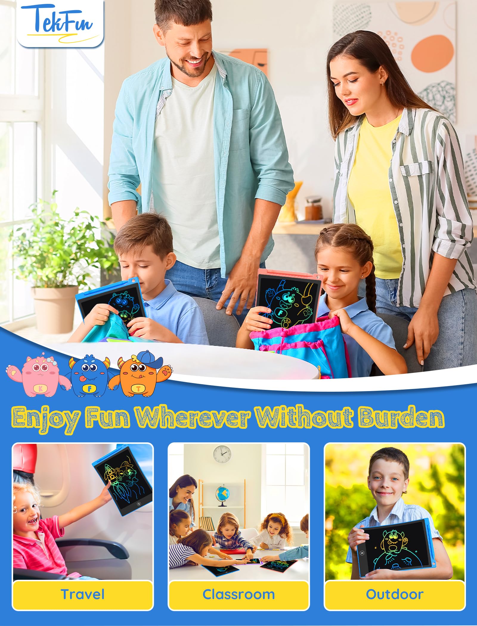 Foto 6 pulgar | Venta Internacional - Tableta De Escritura Lcd Tekfun De 25,4 Cm, Paquete De 2 Con Lápiz Capacitivo Para Niños De 3
