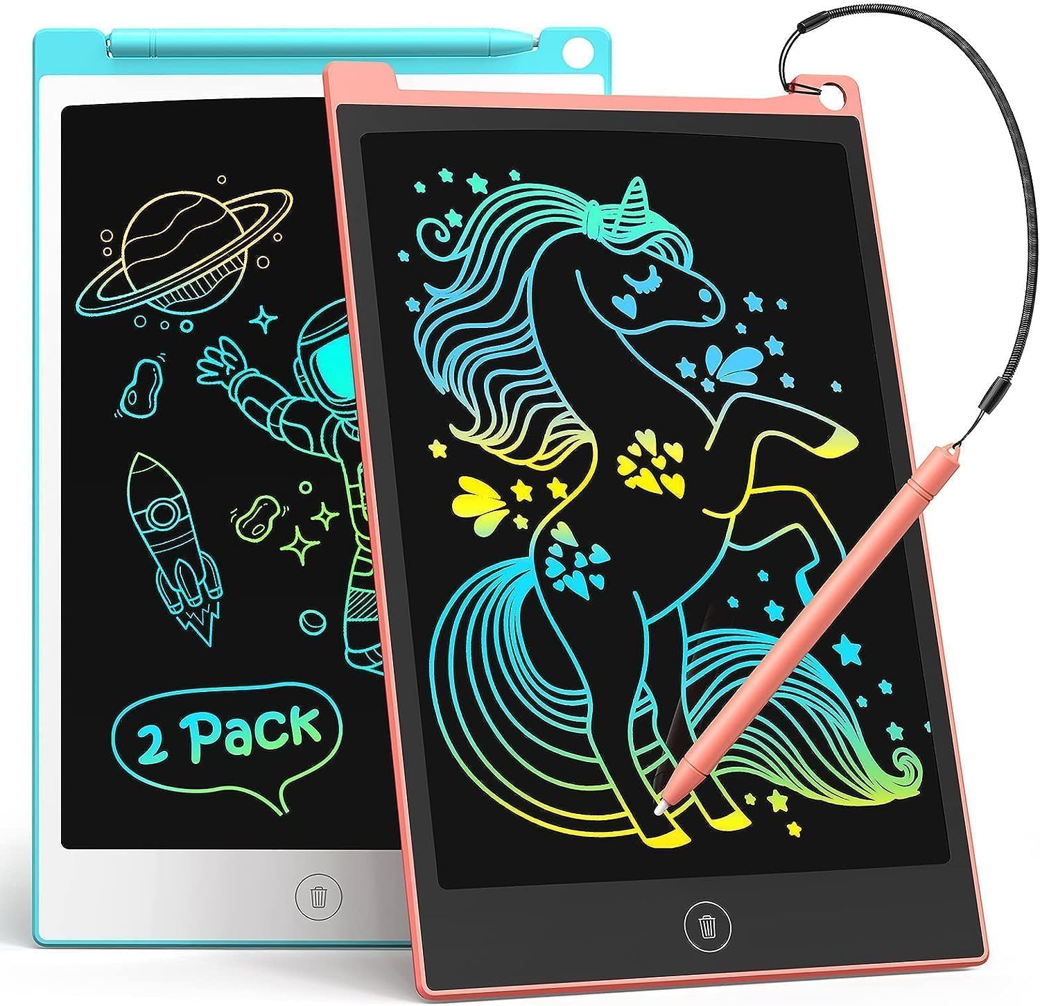 Venta Internacional - Tableta De Escritura Lcd Tecjoe, 8.5 Pulgadas, Colorful Doodle, Paquete De 2