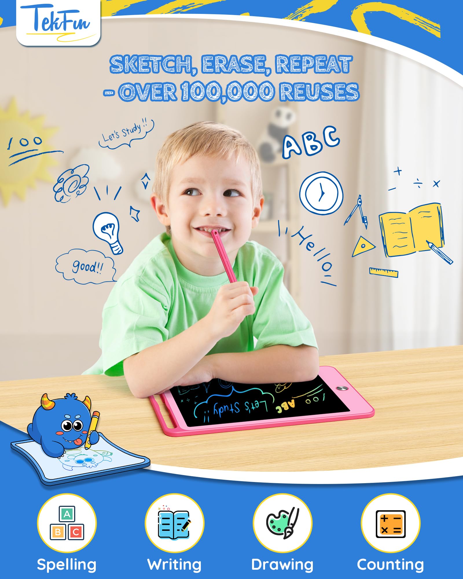 Foto 4 pulgar | Venta Internacional - Tableta De Escritura Lcd Tekfun Para Niños De Más De 3 Años Con Dibujo Borrable