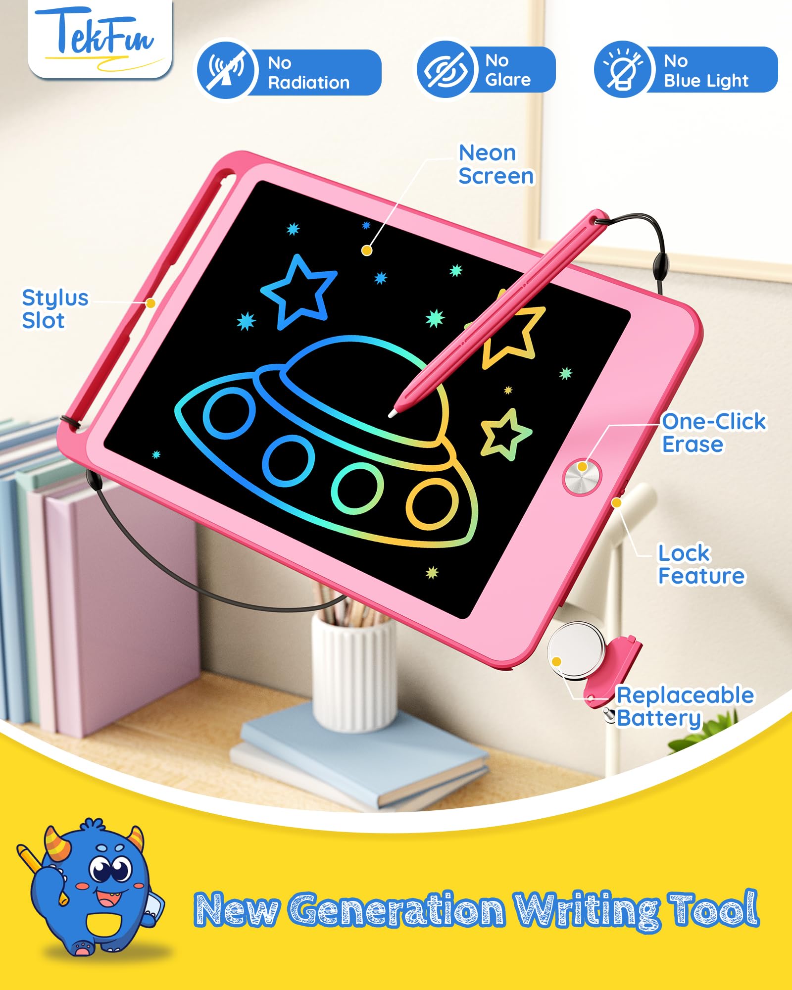 Foto 5 | Venta Internacional - Tableta De Escritura Lcd Tekfun Para Niños De Más De 3 Años Con Dibujo Borrable