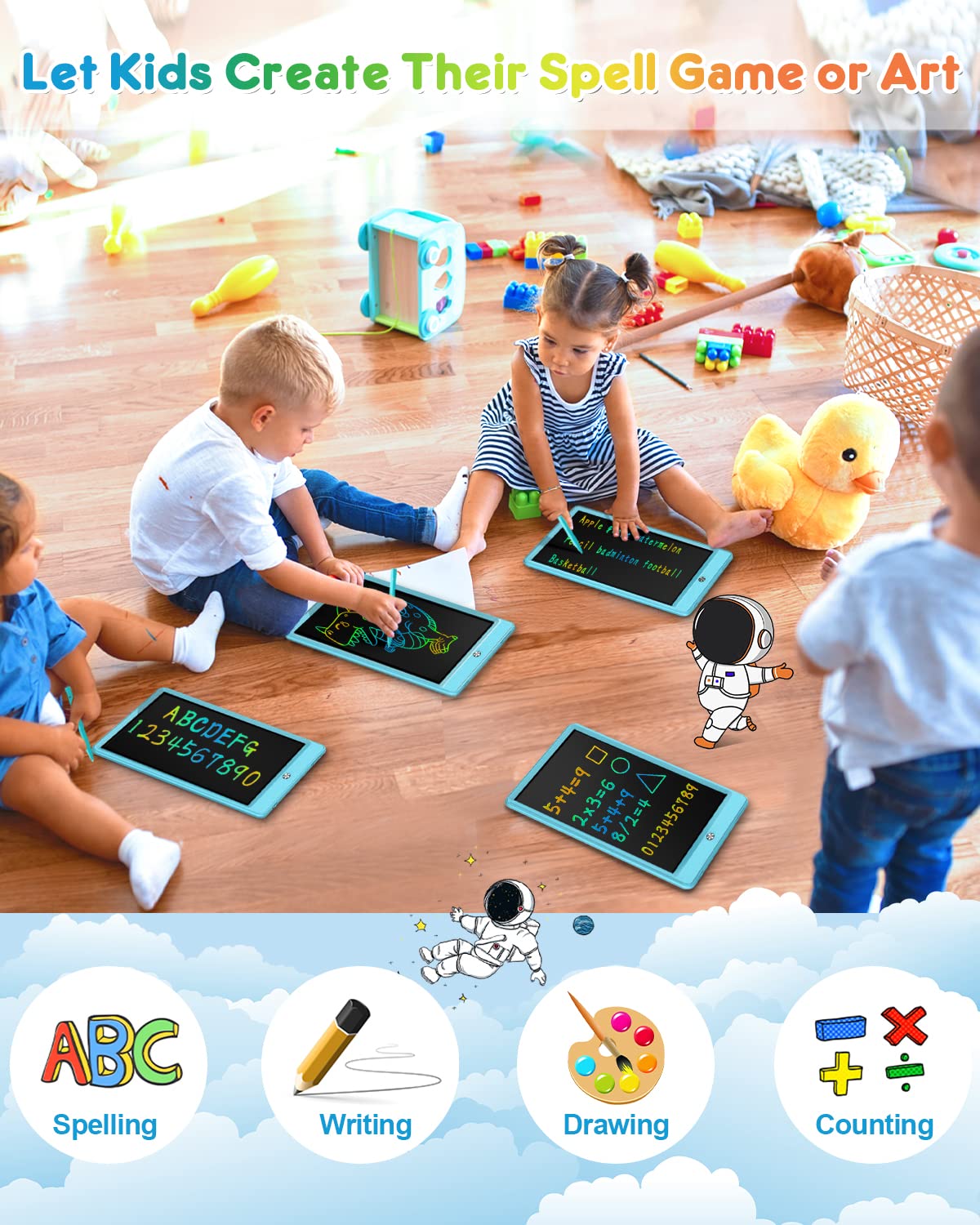 Foto 4 | Venta Internacional - Tableta De Escritura Lcd Flueston Doodle Board De 10 Pulgadas, Azul