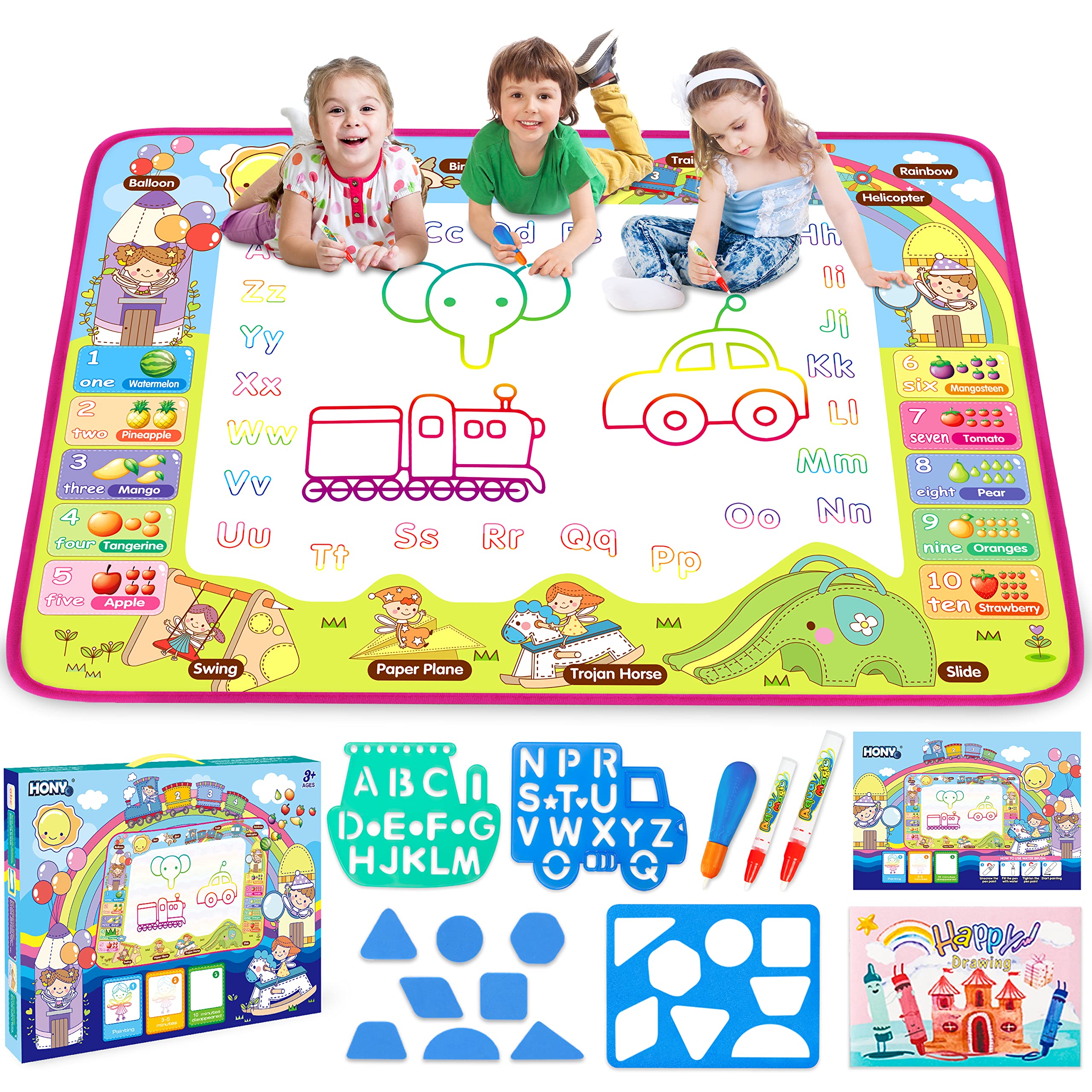 Foto 1 | Venta Internacional - Tapete Para Dibujar Agua Hony Kids Doodle Con Bolígrafos Mágicos, 36 X 24 Pulgadas