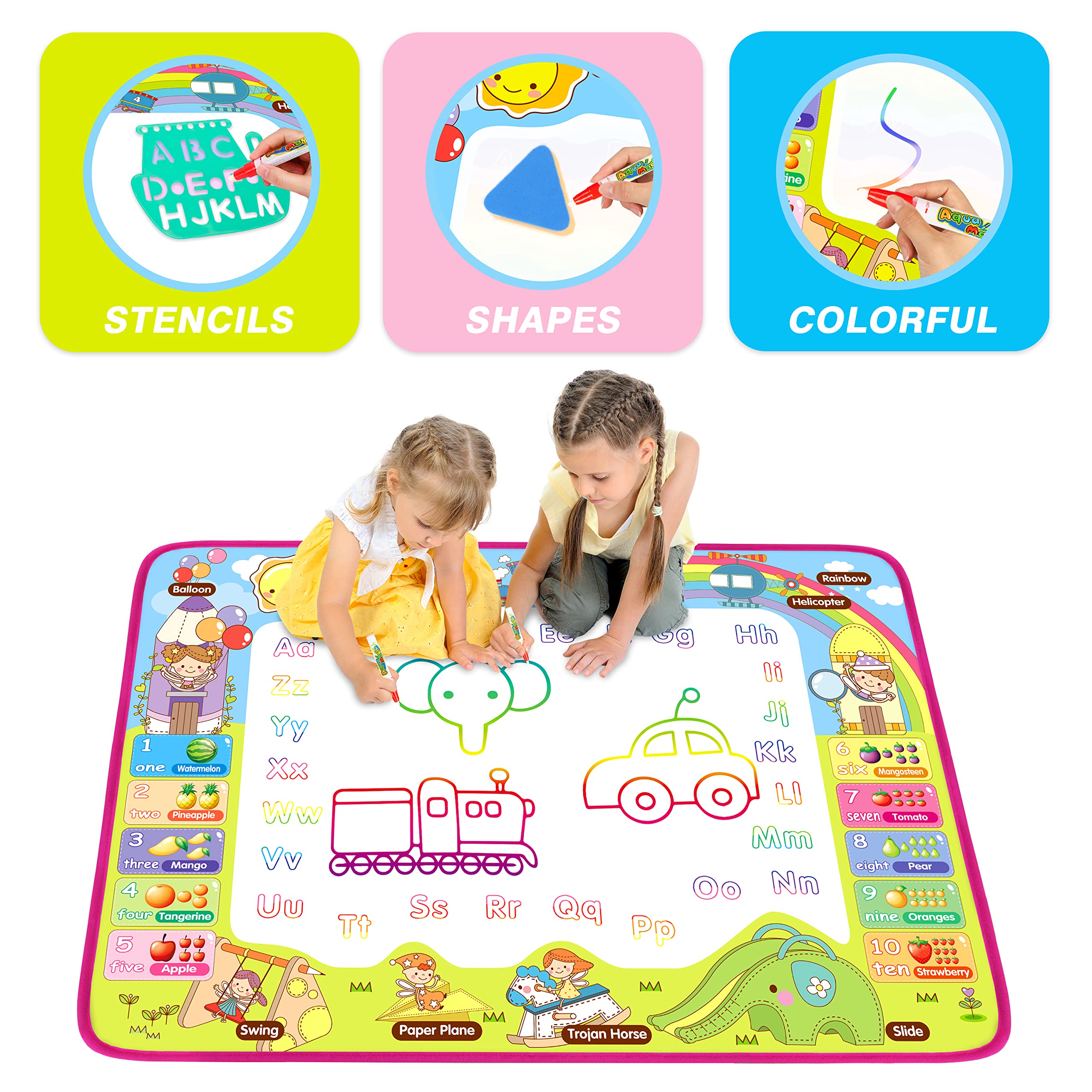 Foto 2 | Venta Internacional - Tapete Para Dibujar Agua Hony Kids Doodle Con Bolígrafos Mágicos, 36 X 24 Pulgadas