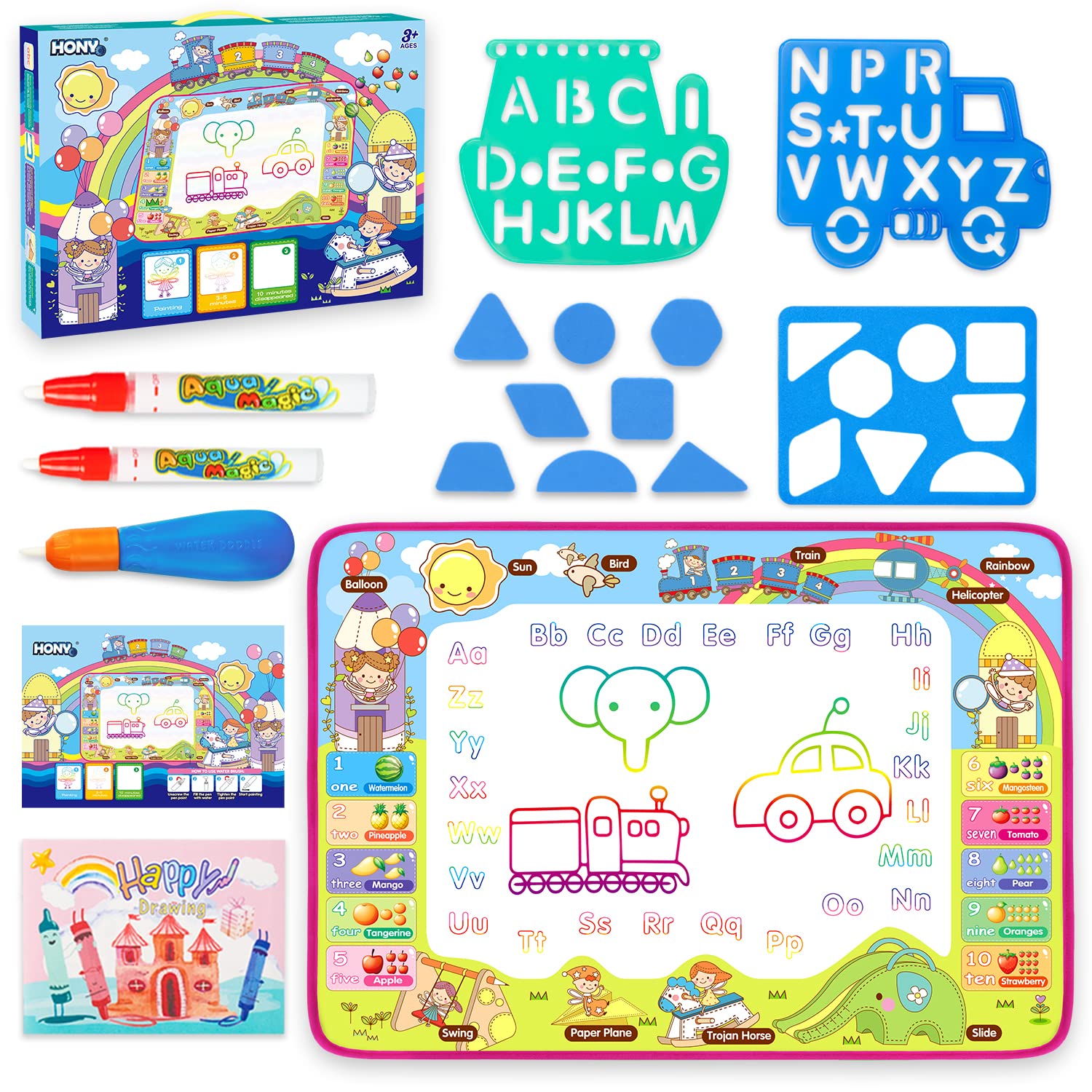 Foto 5 | Venta Internacional - Tapete Para Dibujar Agua Hony Kids Doodle Con Bolígrafos Mágicos, 36 X 24 Pulgadas