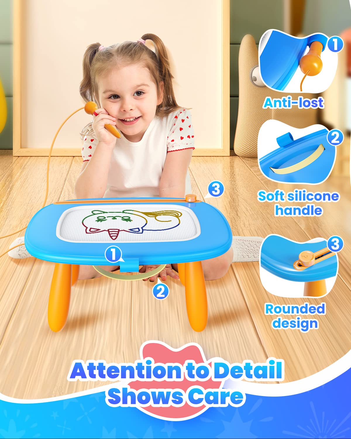 Foto 5 | Venta Internacional - Tablero De Dibujo Magnético Seimome Toys Para Niños Pequeños De 1 A 3 Años, Azul