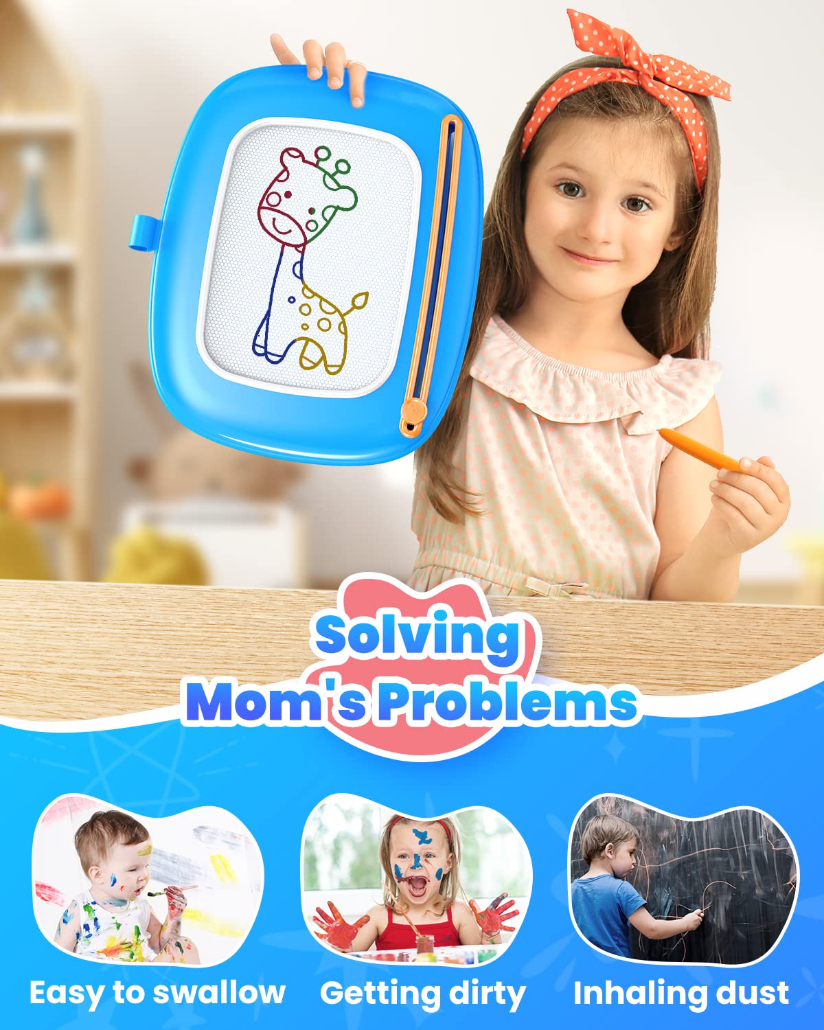 Foto 7 pulgar | Venta Internacional - Tablero De Dibujo Magnético Seimome Toys Para Niños Pequeños De 1 A 3 Años, Azul