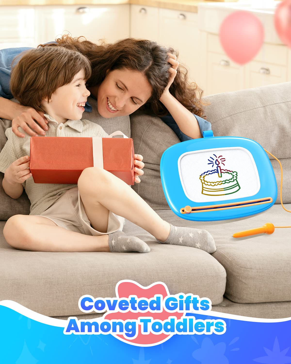 Foto 8 pulgar | Venta Internacional - Tablero De Dibujo Magnético Seimome Toys Para Niños Pequeños De 1 A 3 Años, Azul