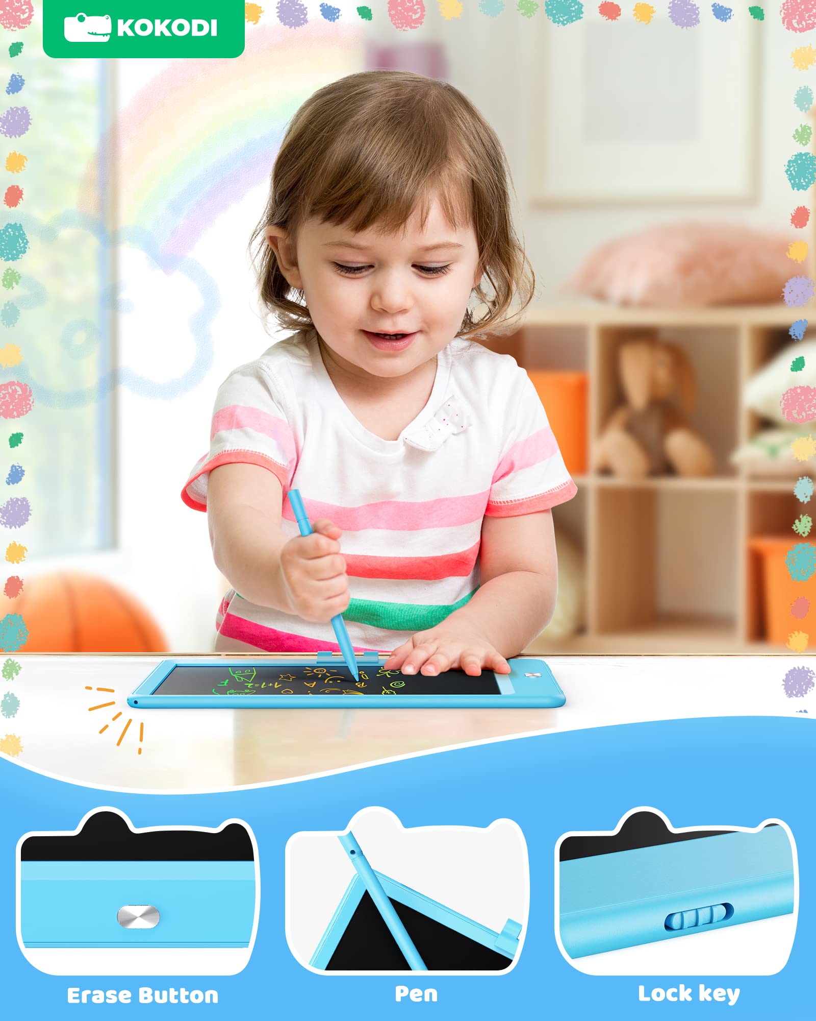 Foto 5 | Venta Internacional - Tableta De Escritura Lcd Kokodi De 8.5 Pulgadas, Colorida Pizarra Para Garabatos, Azul