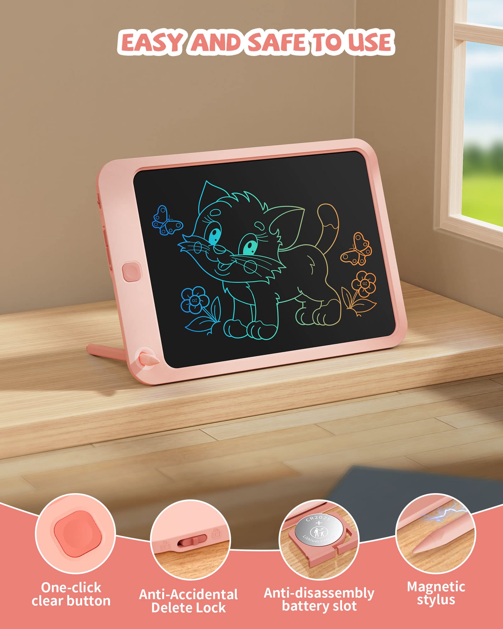 Foto 3 pulgar | Venta Internacional - Tableta De Escritura Lcd Kikapabi De 10 Pulgadas Con Cordón Para Niños, Color Rosa