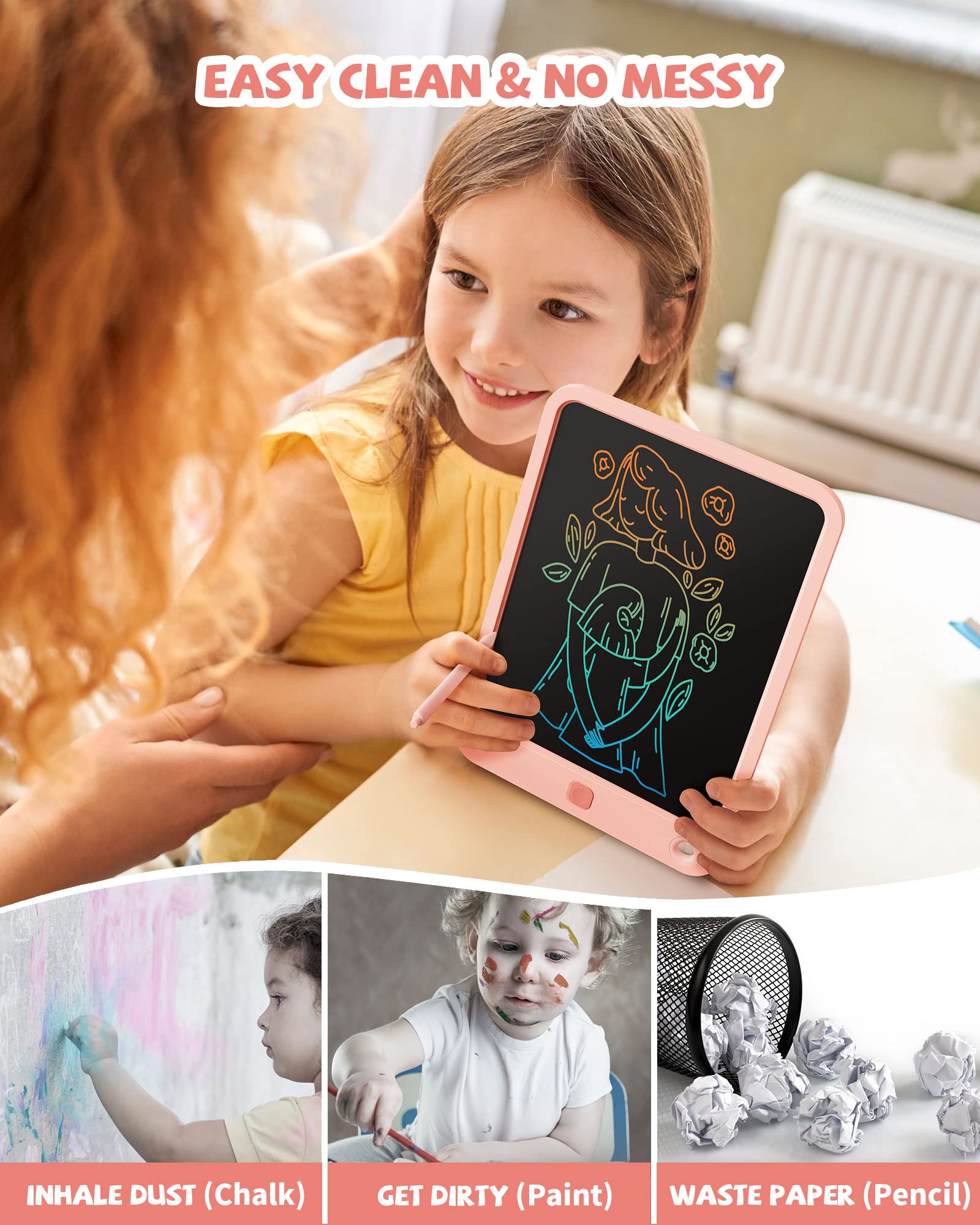 Foto 7 pulgar | Venta Internacional - Tableta De Escritura Lcd Kikapabi De 10 Pulgadas Con Cordón Para Niños, Color Rosa