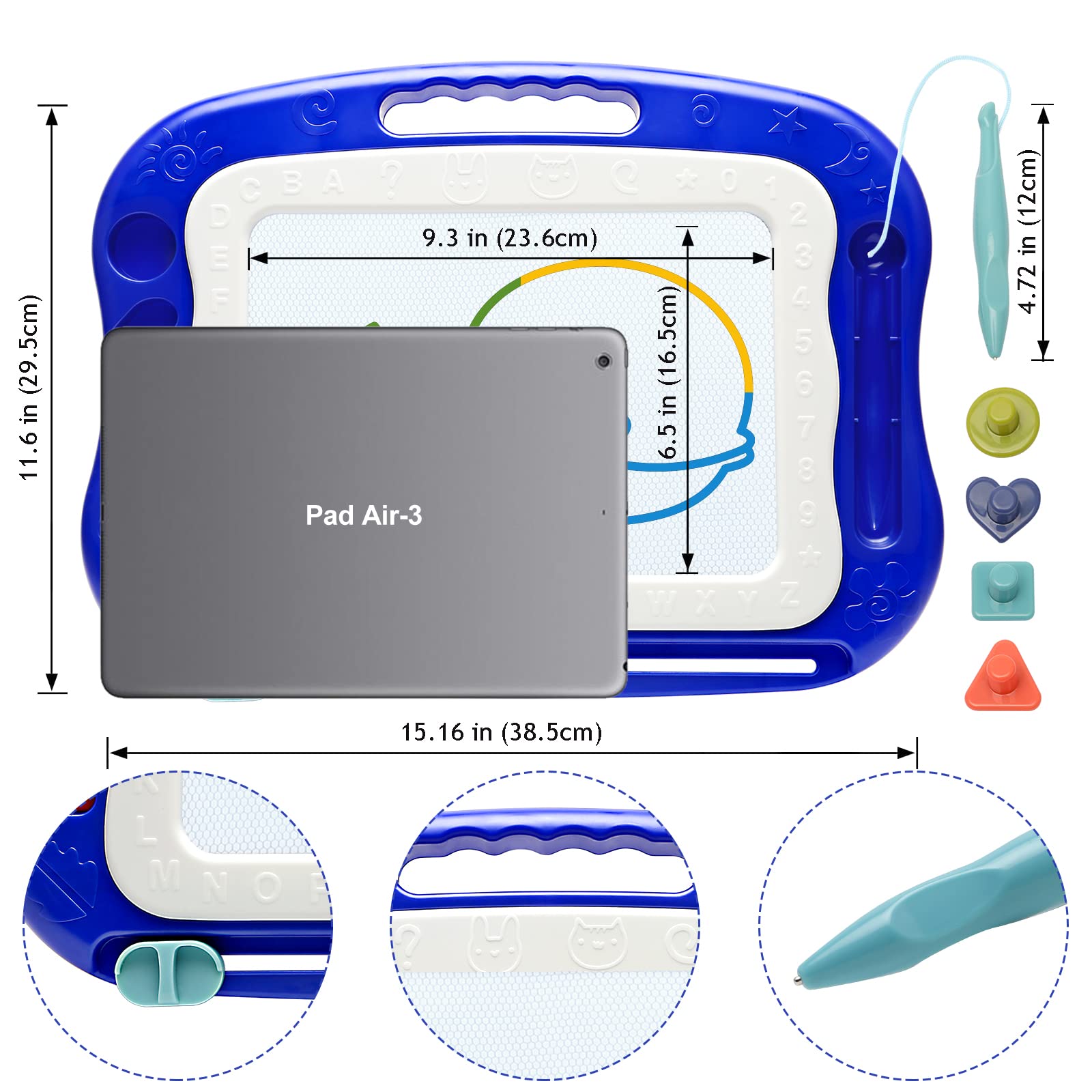 Foto 5 pulgar | Venta Internacional - Pizarra Magnética Para Dibujar Con Garabatos Vusum Para Niños De 3 A 7 Años, Color Azul