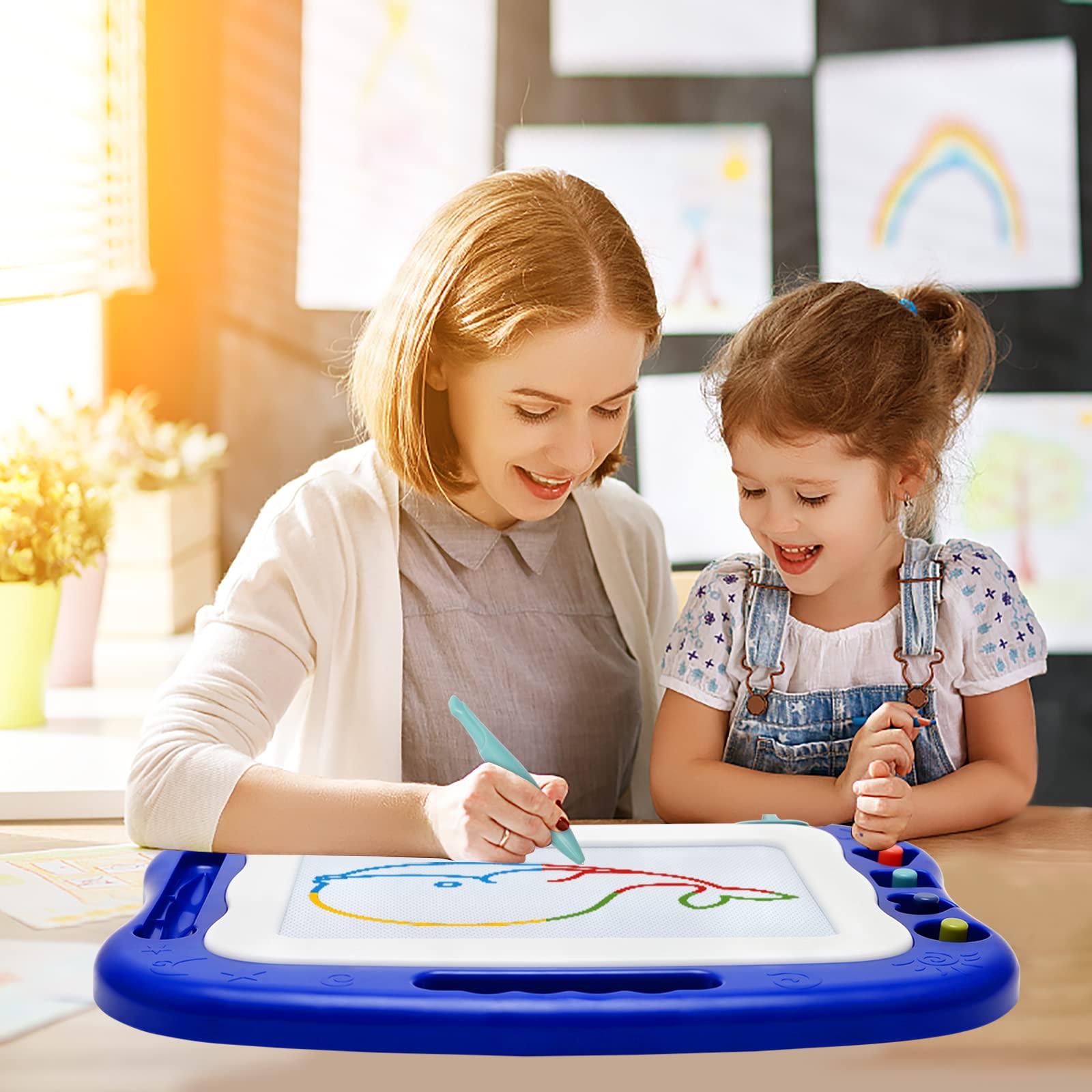 Foto 6 pulgar | Venta Internacional - Pizarra Magnética Para Dibujar Con Garabatos Vusum Para Niños De 3 A 7 Años, Color Azul