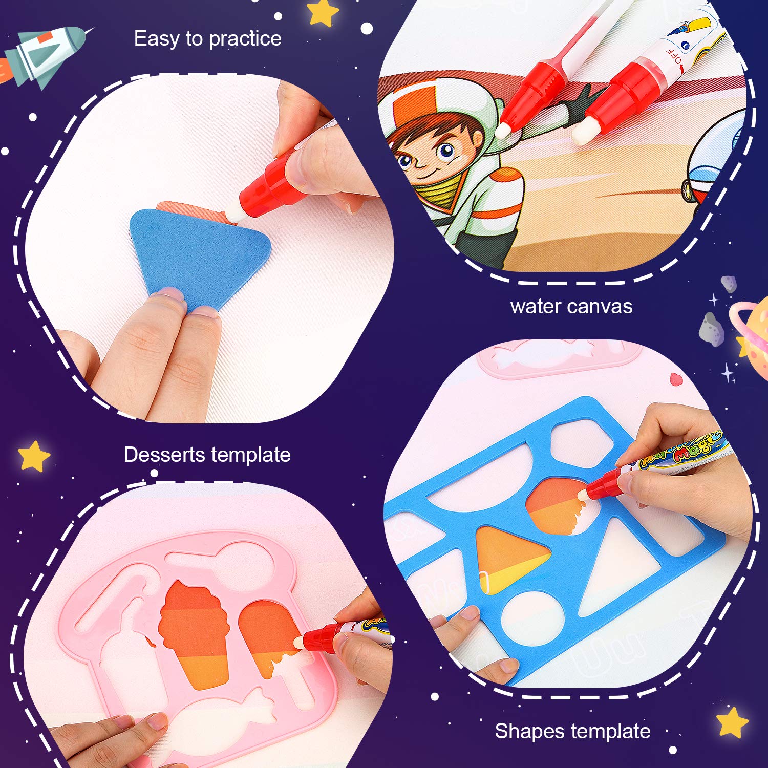 Foto 4 pulgar | Venta Internacional - Tapete Para Niños Con Forma De Garabato Con Forma De Garabato Con Bolígrafos Mágicos